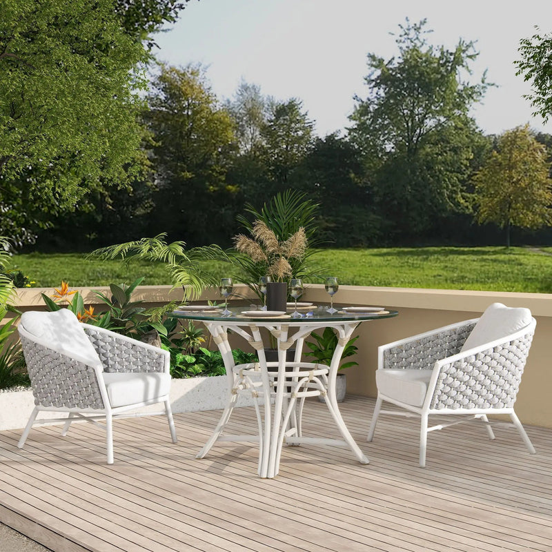 Rowan - Rope Barrel Back Patio Accent Arm Chair (Set of 2) - Optic White by Unique Piece Furniture