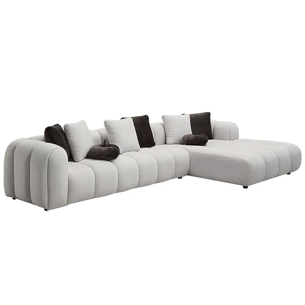 Manilla - Sectional Sofa With 8 Pillows - Ivory White Linen by Unique Piece Furniture