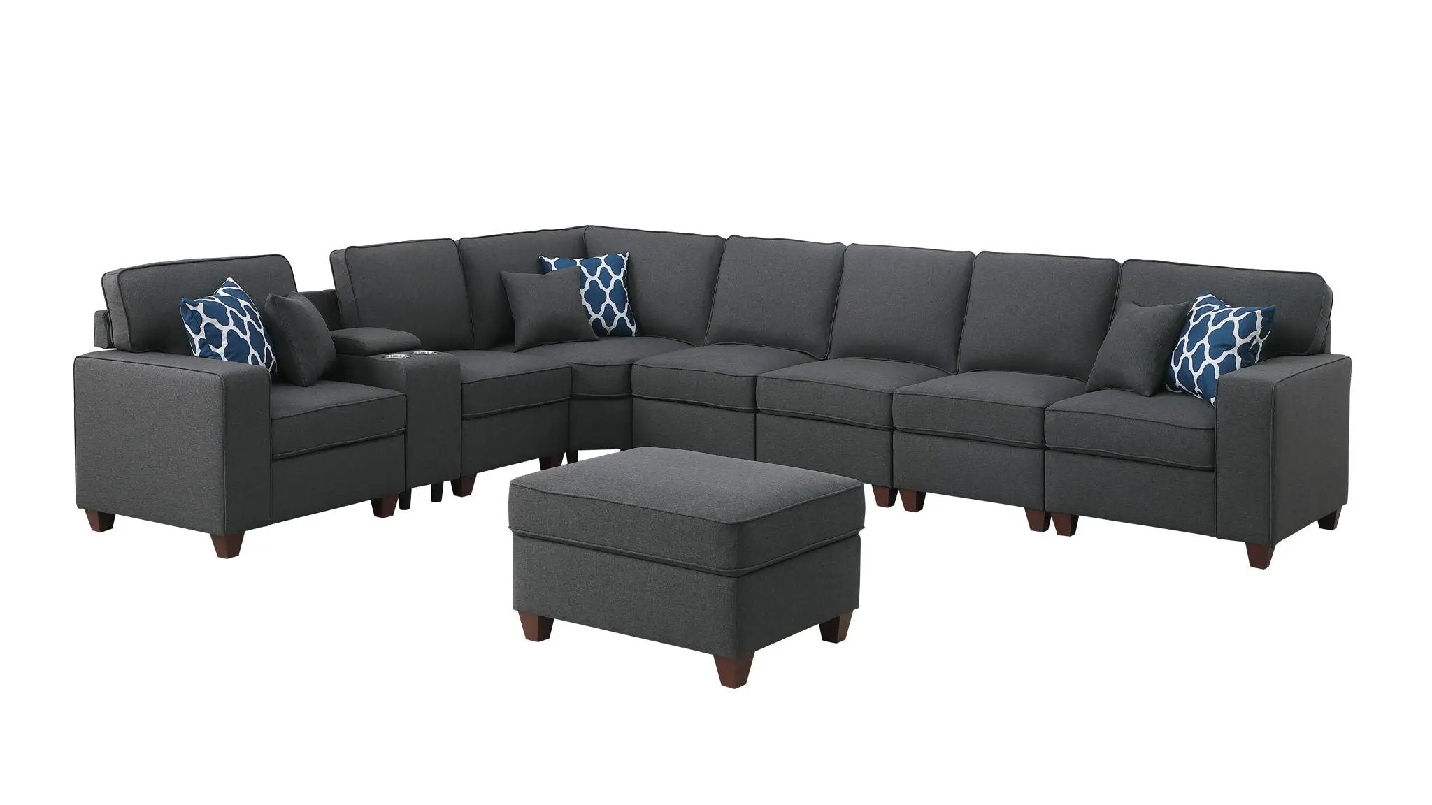 Hannah - Sectional Sofa With Ottoman - Dark Gray by HouseOfZazla