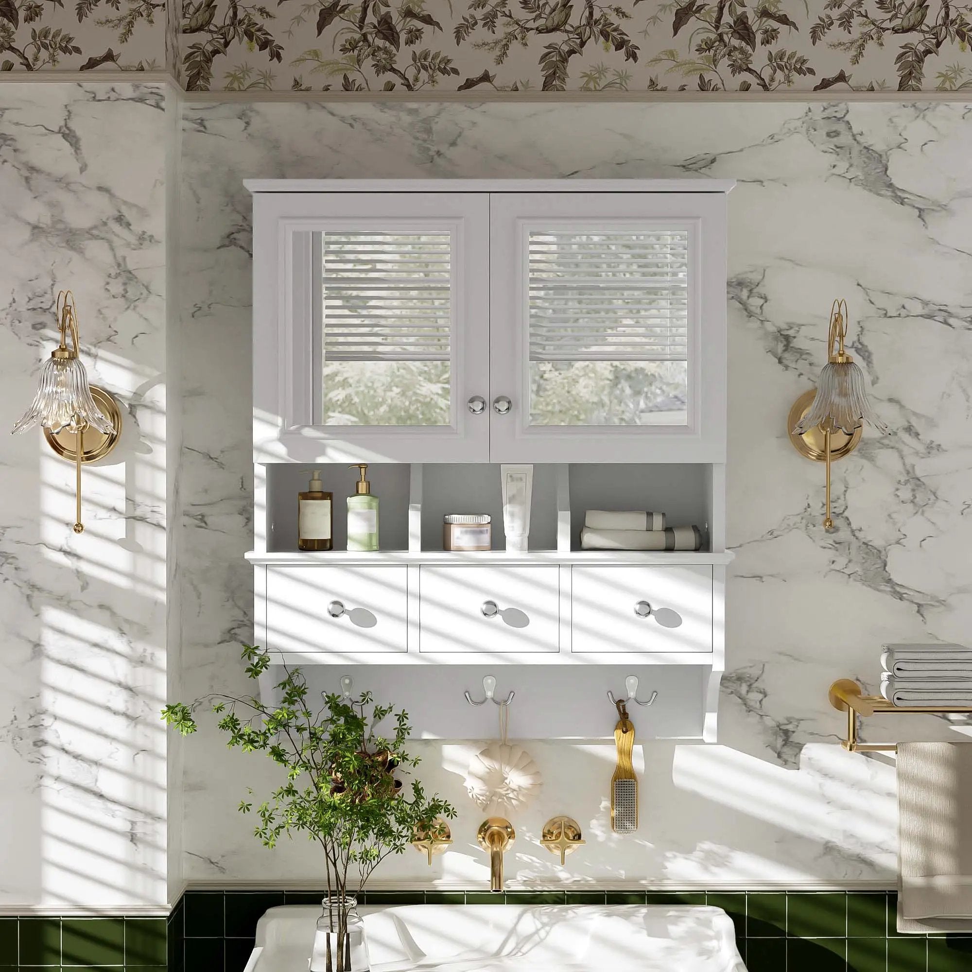 Modern Bathroom Mirror Cabinet With Drawers, Organizer Hooks, And High-Definition Mirrors by Unique Piece Furniture