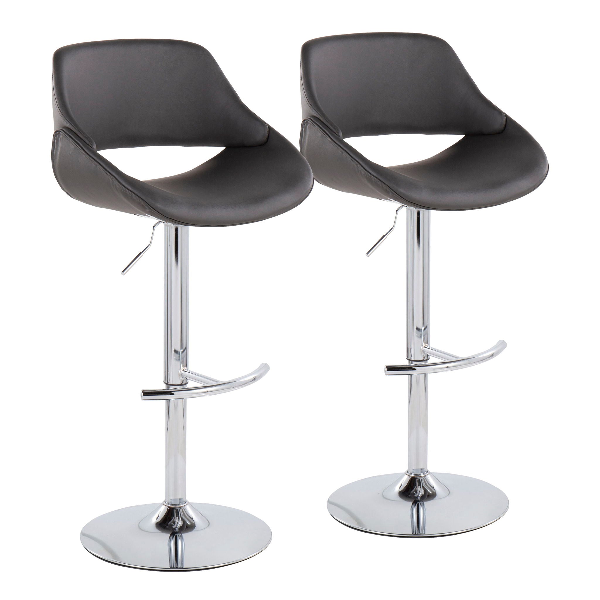 Fabrico - Contemporary Adjustable Bar Stool With Rounded T Footrest (Set of 2) by Unique Piece Furniture