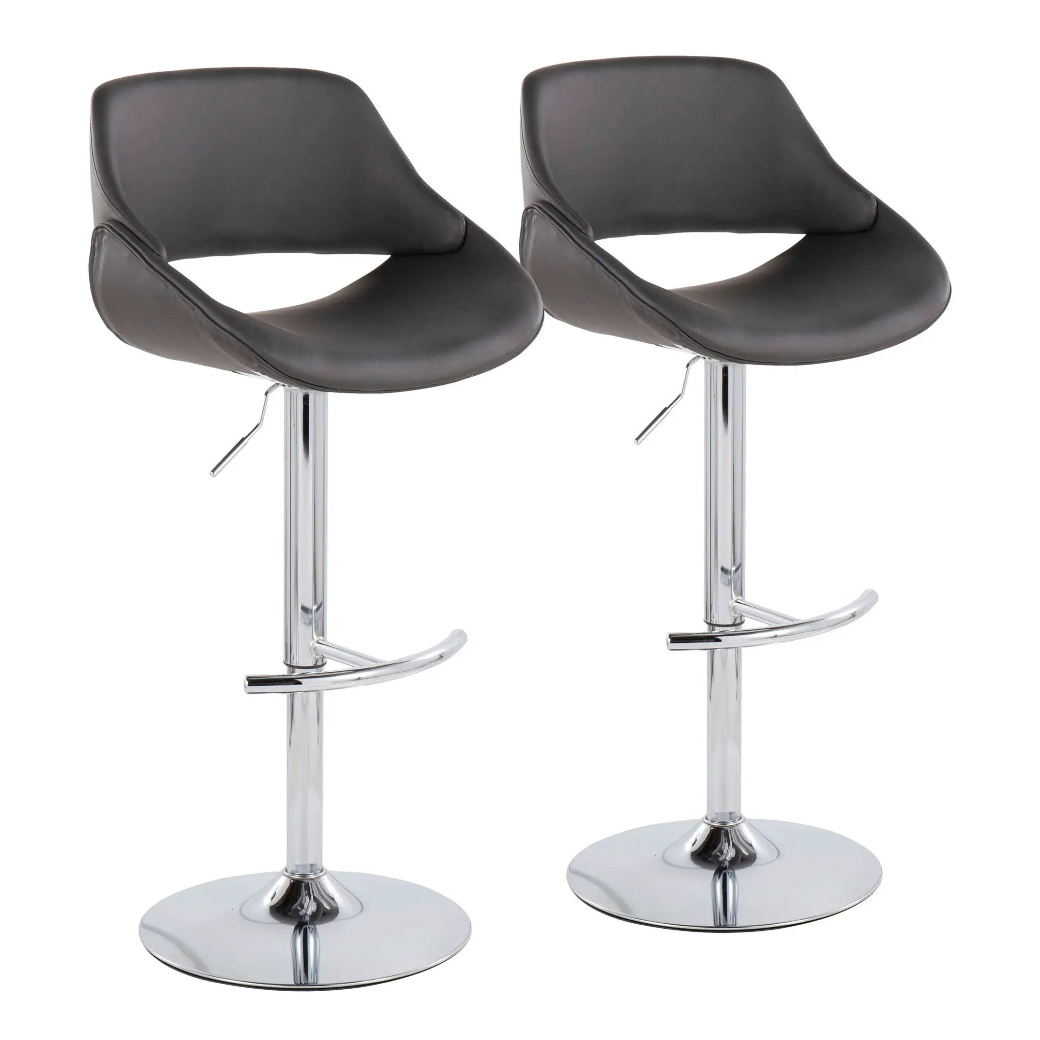 Fabrico - Contemporary Adjustable Bar Stool With Rounded T Footrest (Set of 2) by HouseOfZazla