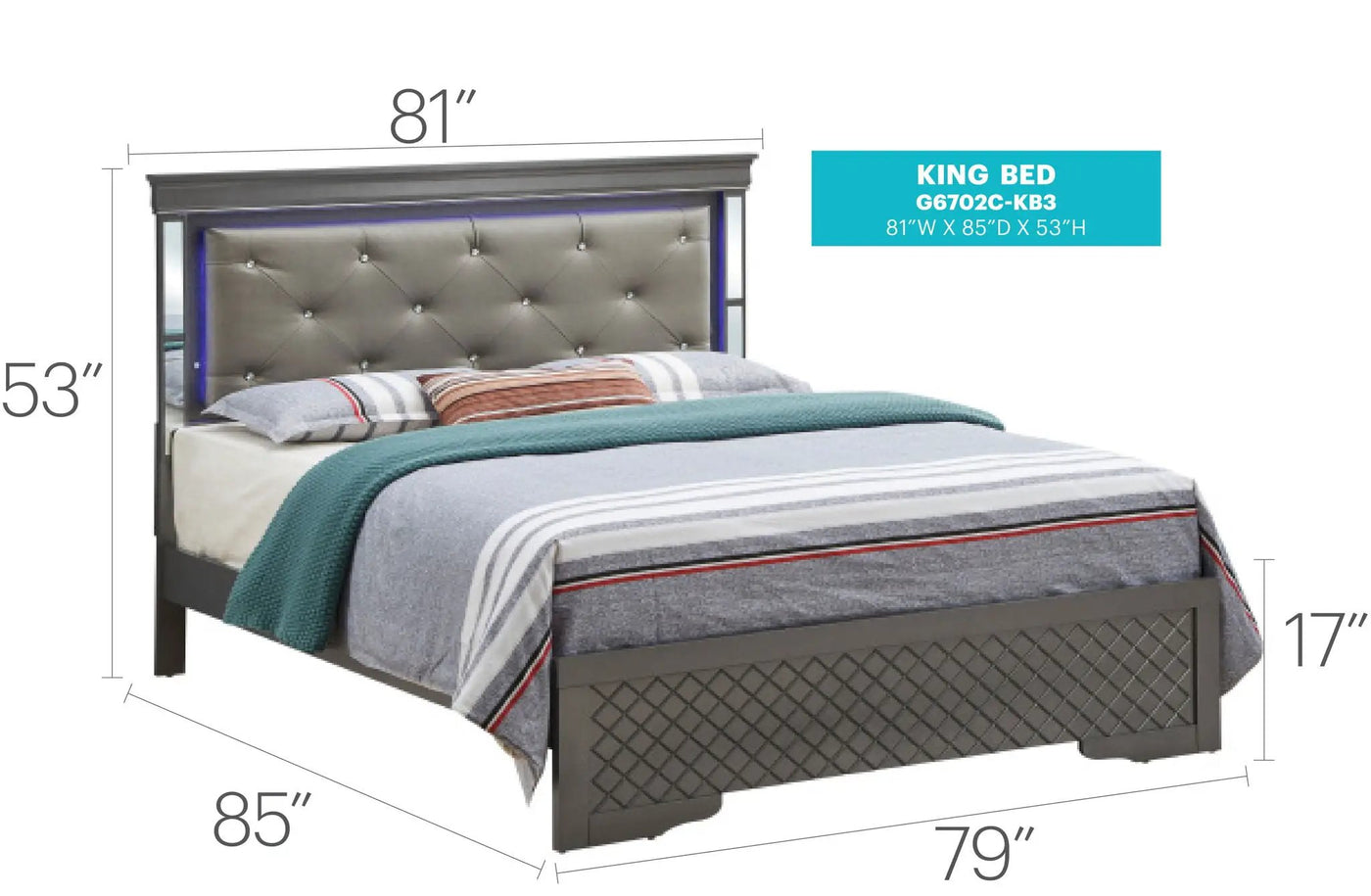 Bed With LED Light Accents Headboard by HouseOfZazla