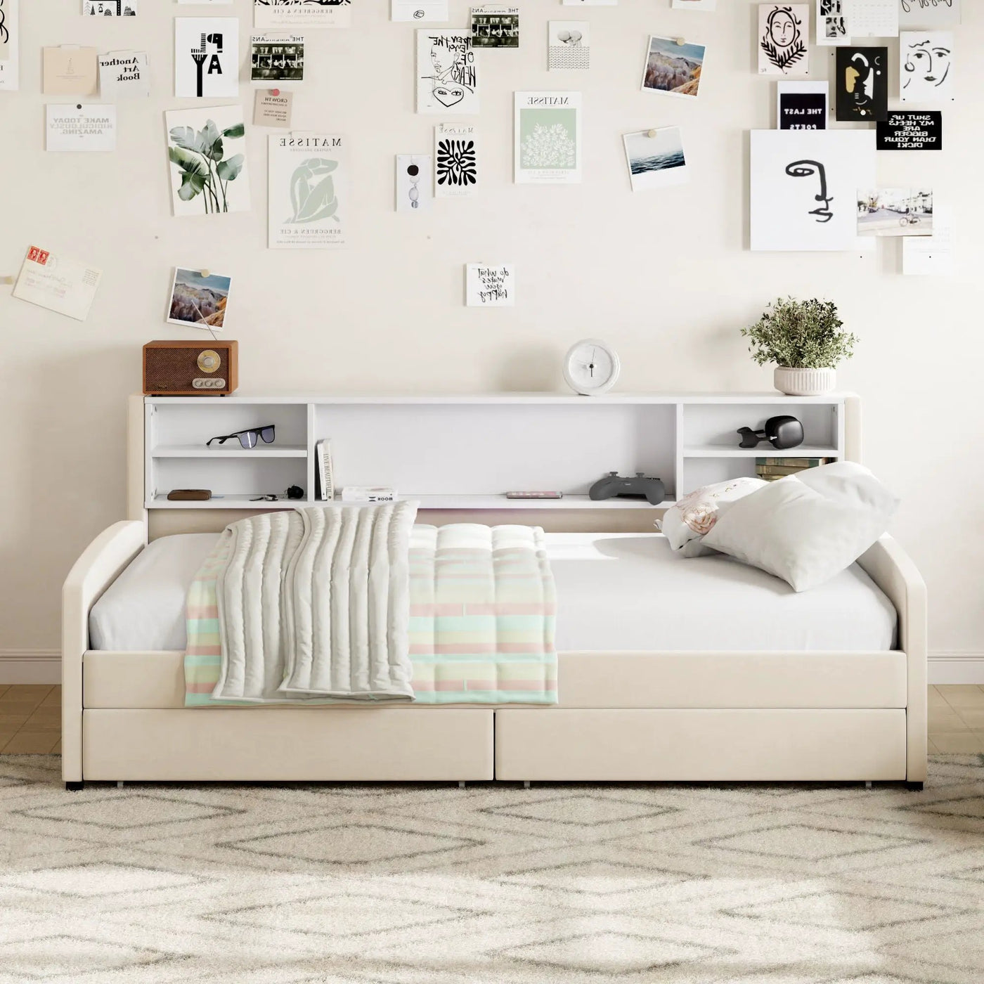 Luxurious Upholstered Platform Bed With Storage Drawers by Unique Piece Furniture