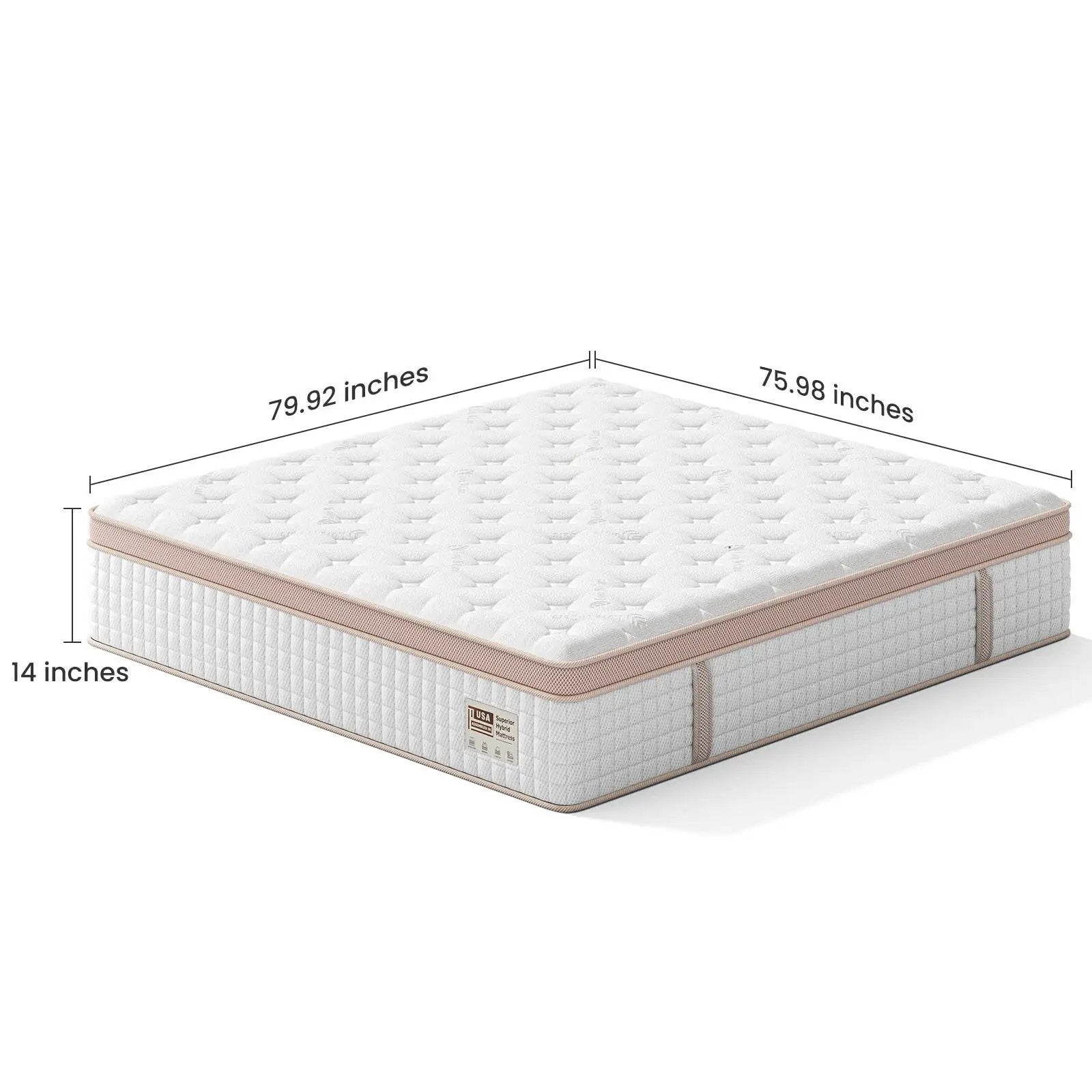 14" King Size Firm Hybrid Mattress with Gel Memory Foam and Pocket Springs by HouseOfZazla
