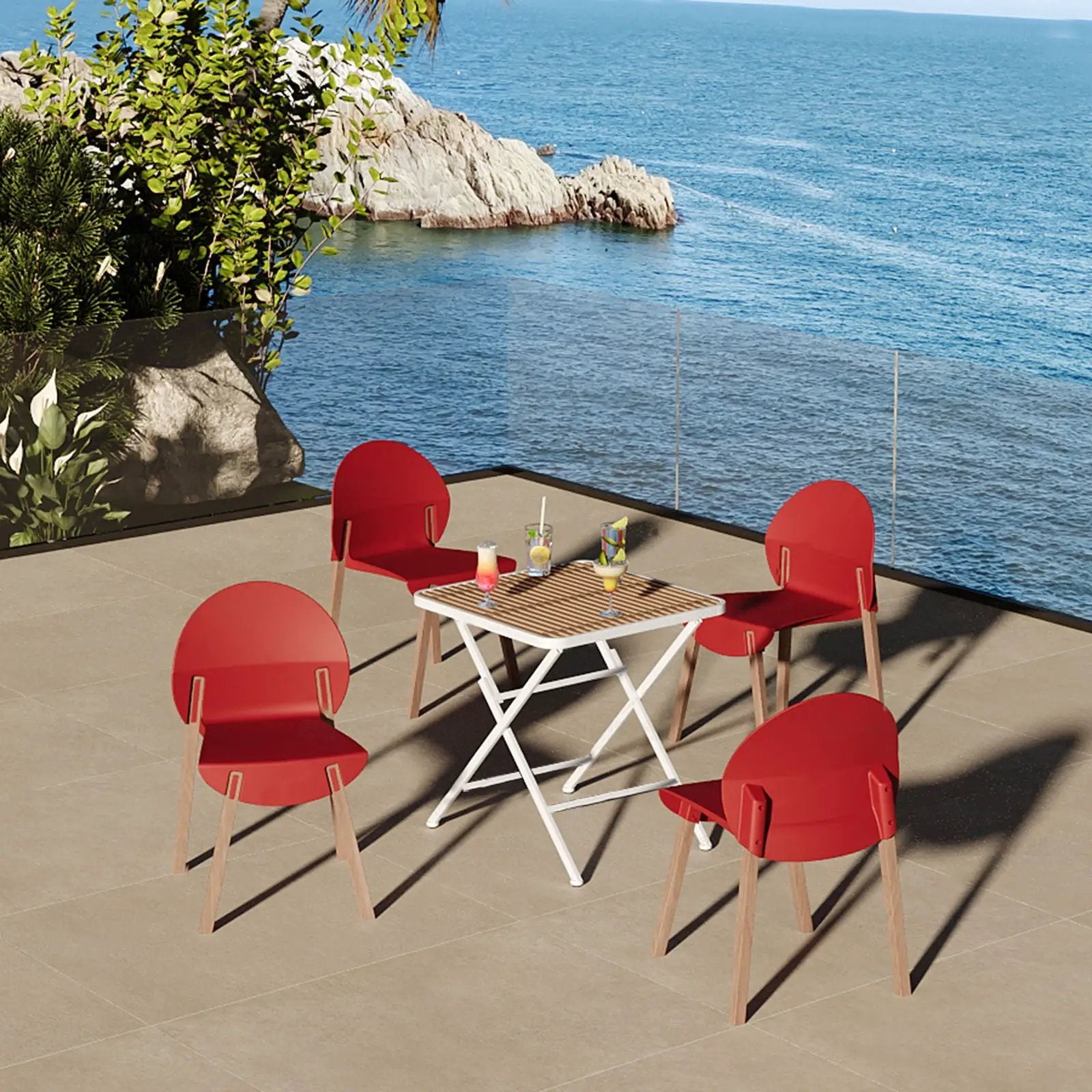 4 Piece Set Of Single Chairs With A Folding Square Table by Unique Piece Furniture