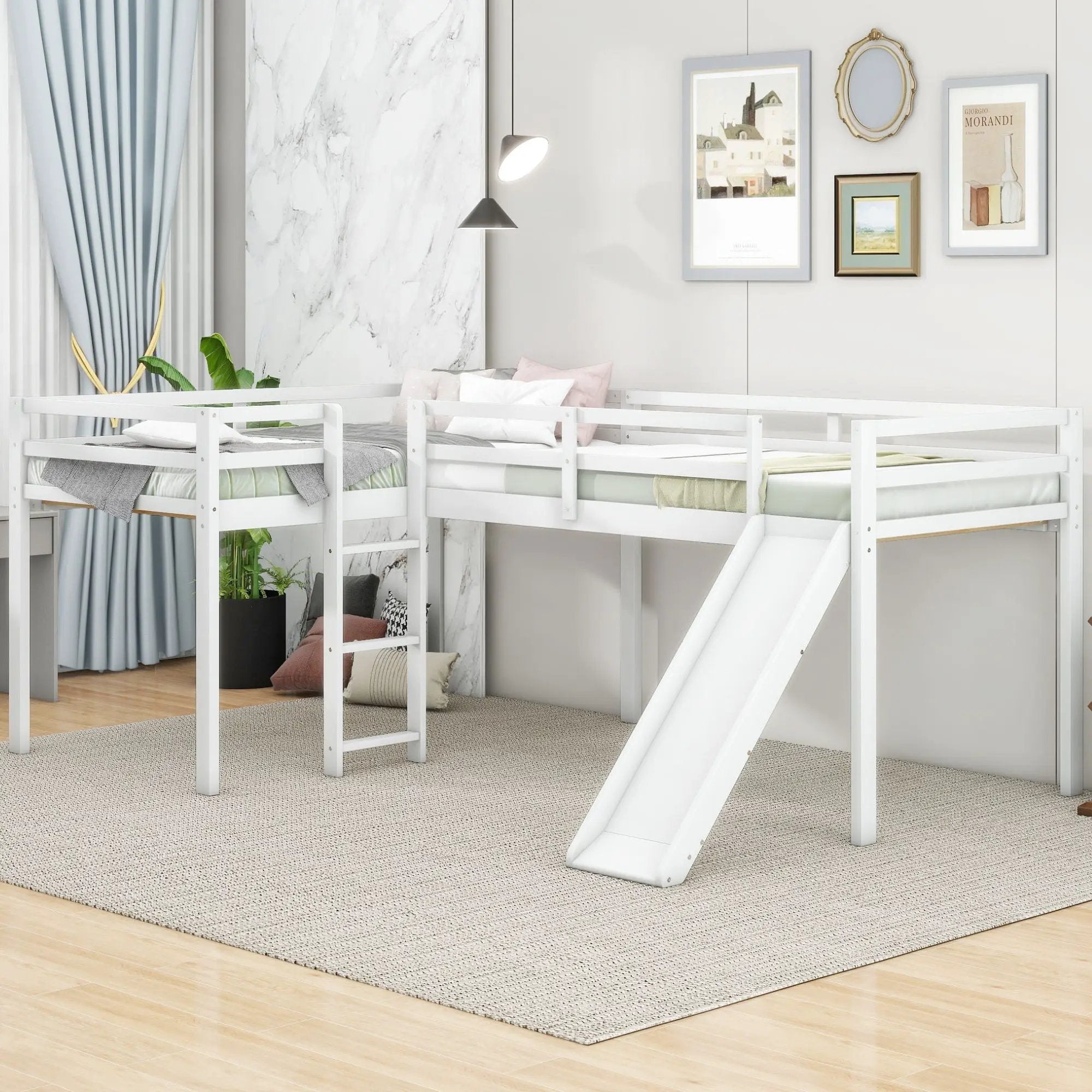 L Shaped Loft Bed With Ladder And Slide by Unique Piece Furniture