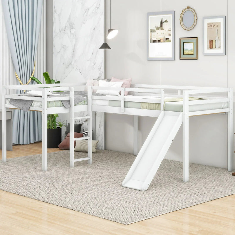 L Shaped Loft Bed With Ladder And Slide by Unique Piece Furniture
