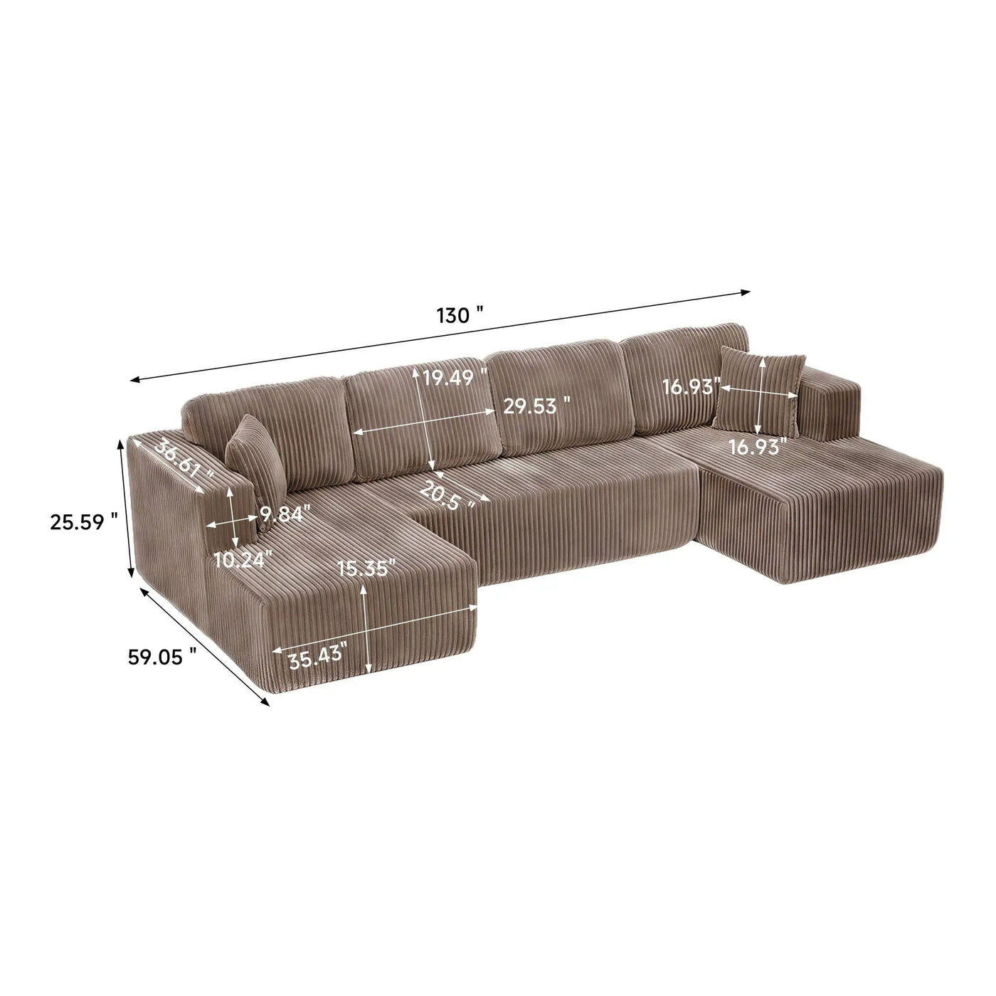 U-Shape Modular Sectional Sofa For Living Room by HouseOfZazla