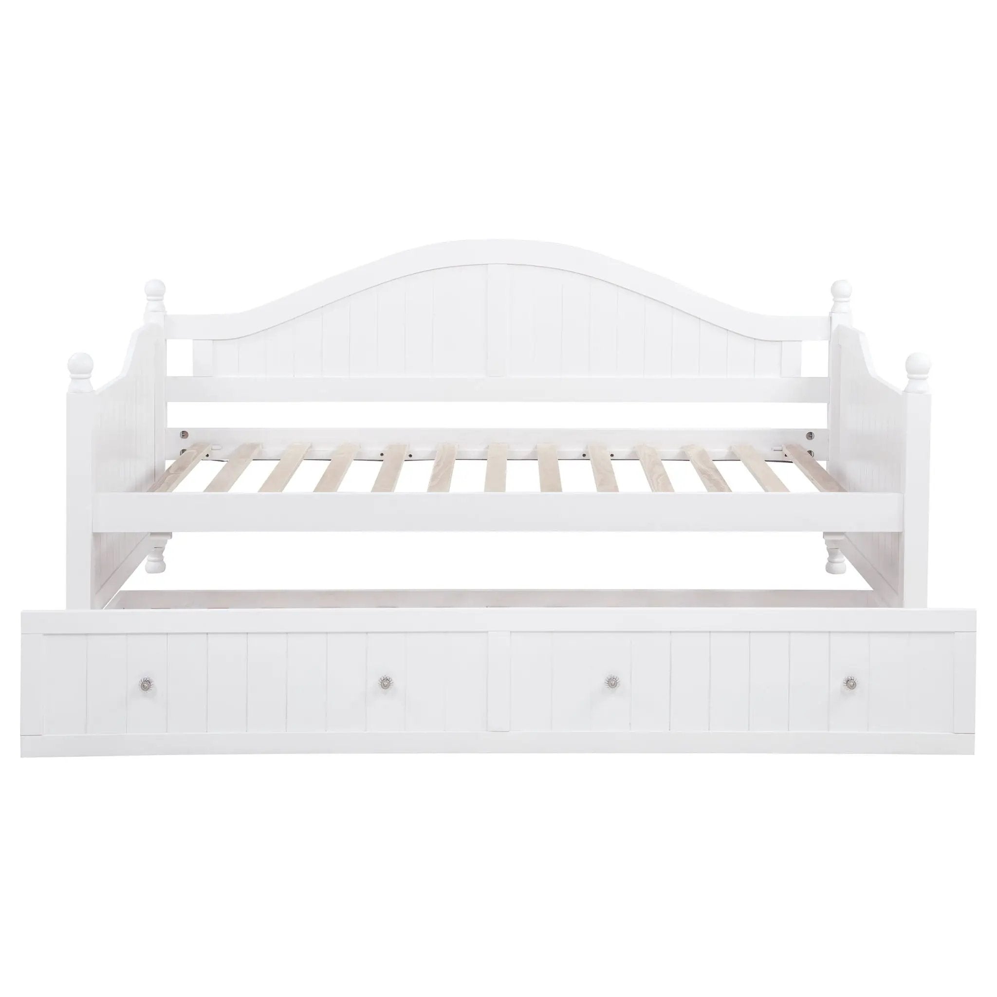 Twin Daybed With Trundle Storage Bed - White