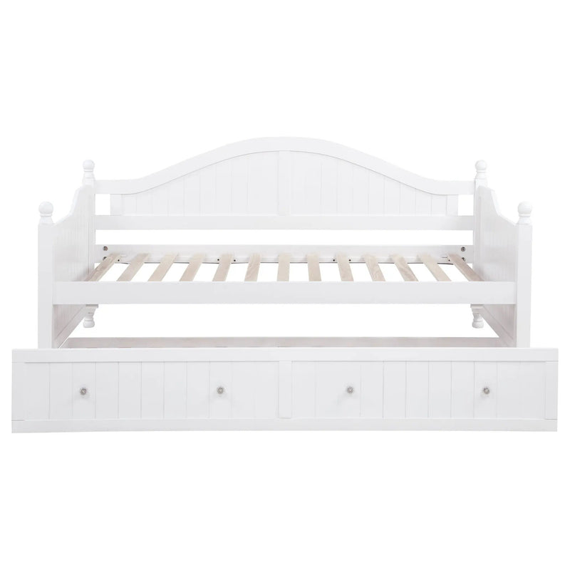 Twin Daybed With Trundle Storage Bed - White