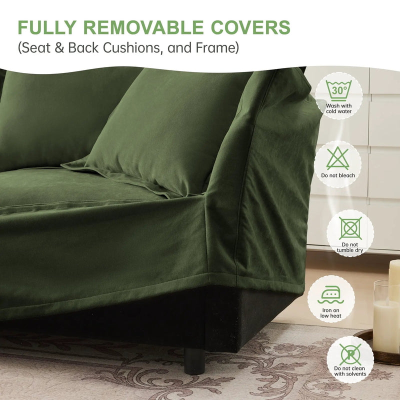 Slipcovered U Shape Sectional Deep Seat Sofa by HouseOfZazla