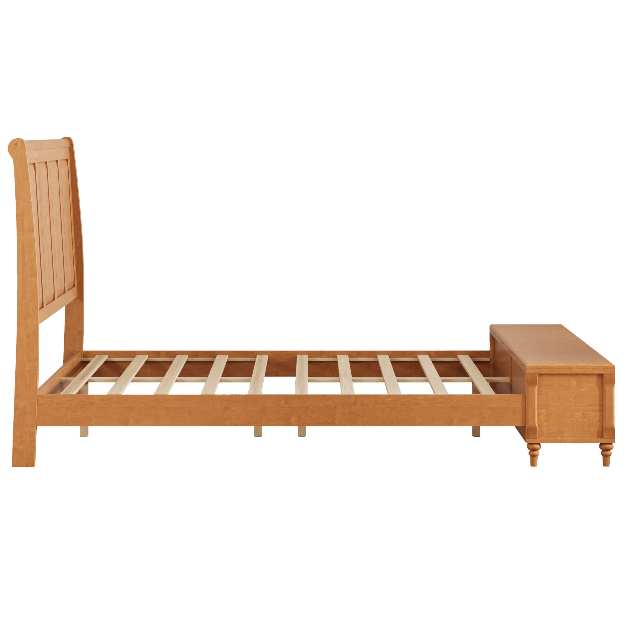 Sleigh Bed Frame With Tall Headboard And Storage Bench by HouseOfZazla