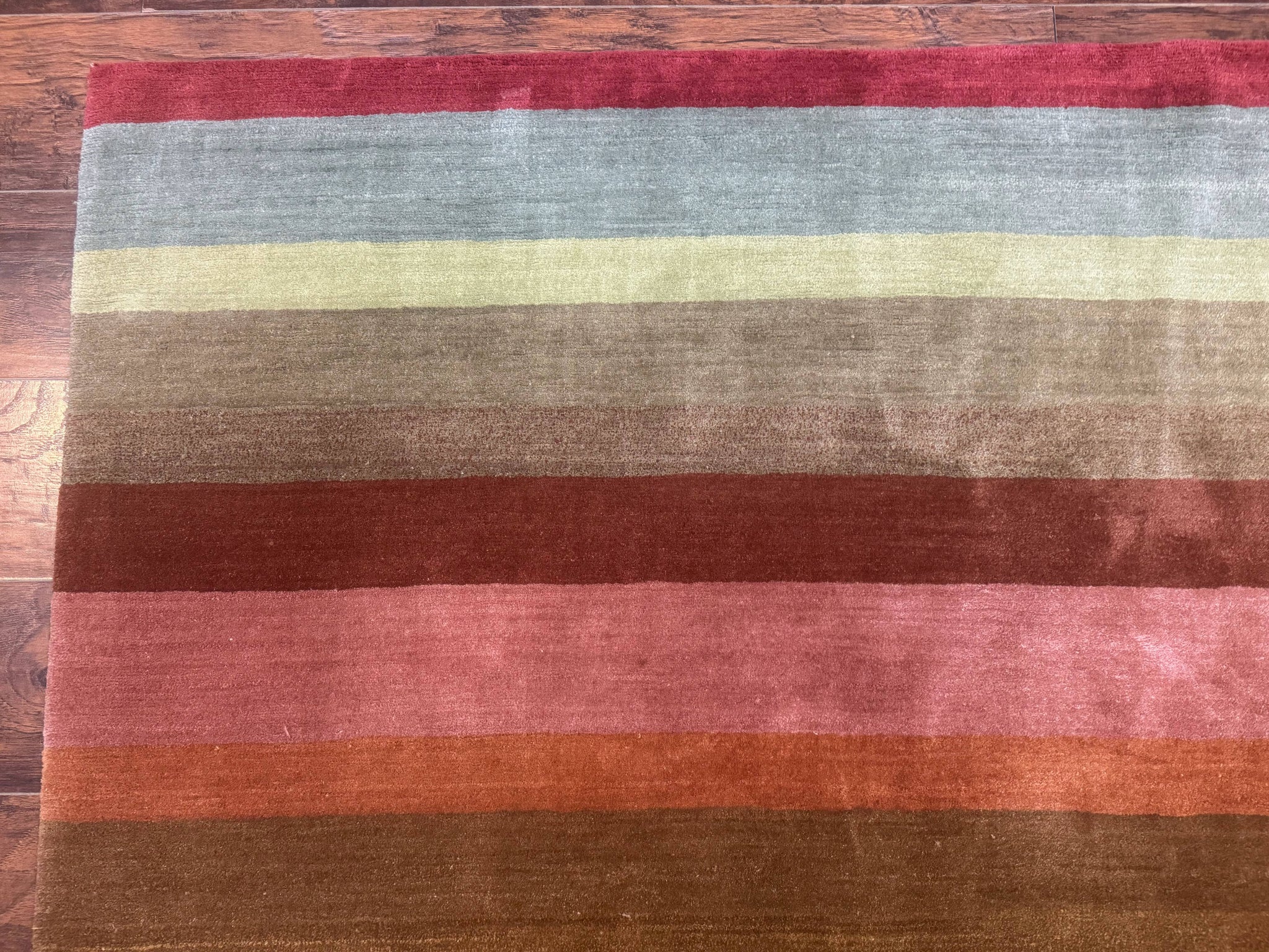 Modern Persian Gabbeh Rug 8x10, Multicolor Stripes, Soft Thick Wool Pile by Jewel Rugs