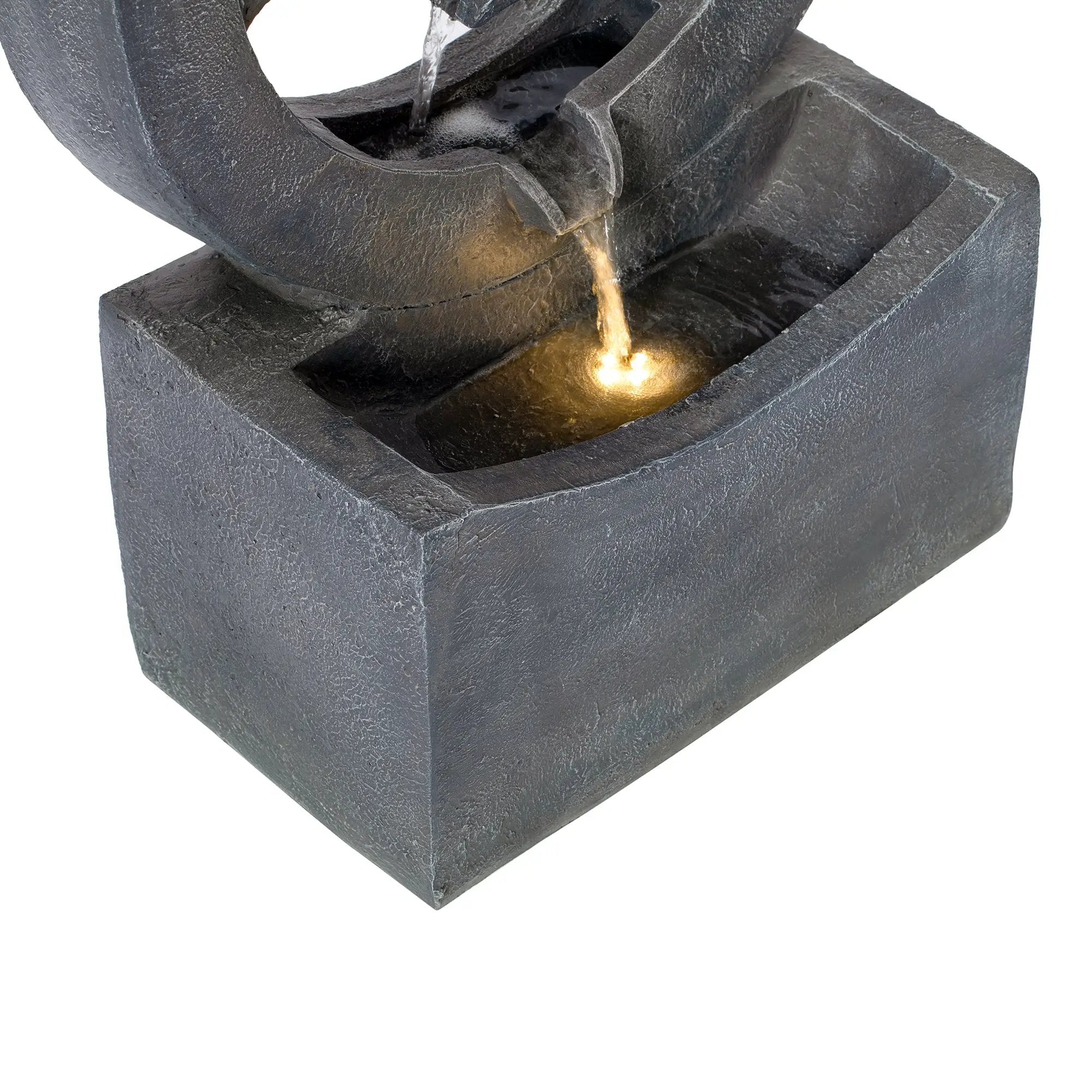 26.77'H Gray Circular Polyresin Outdoor Water Fountain with LED Light by HouseOfZazla
