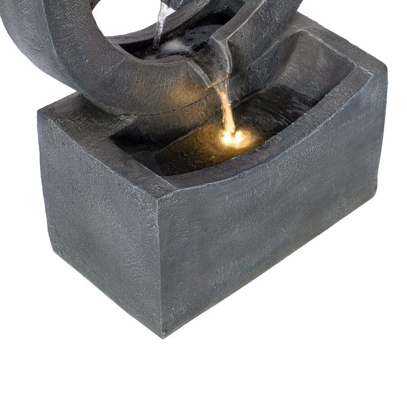 26.77'H Gray Circular Polyresin Outdoor Water Fountain with LED Light by HouseOfZazla
