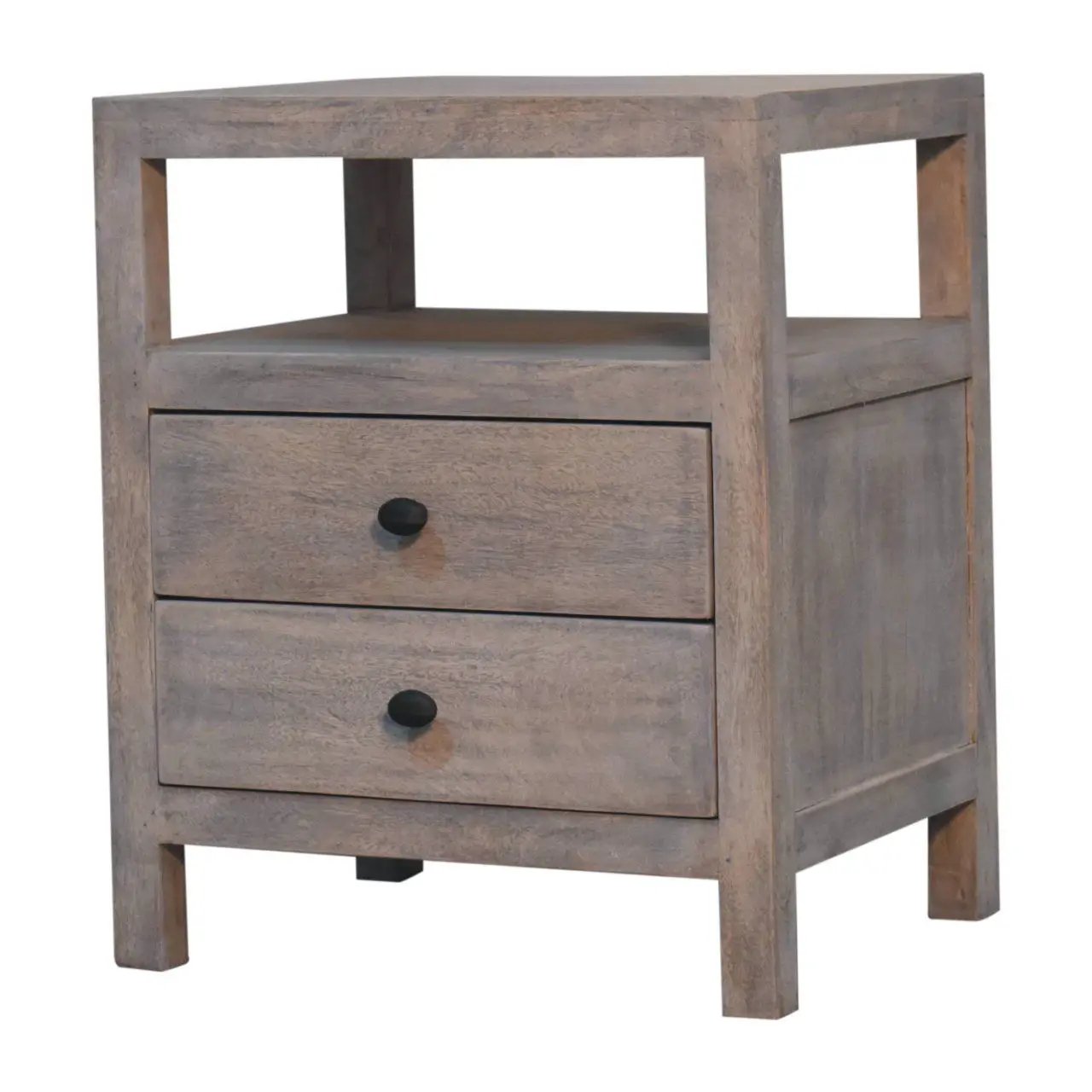 2 Drawer Open Bedside Table - Gray Ash by Unique Piece Furniture