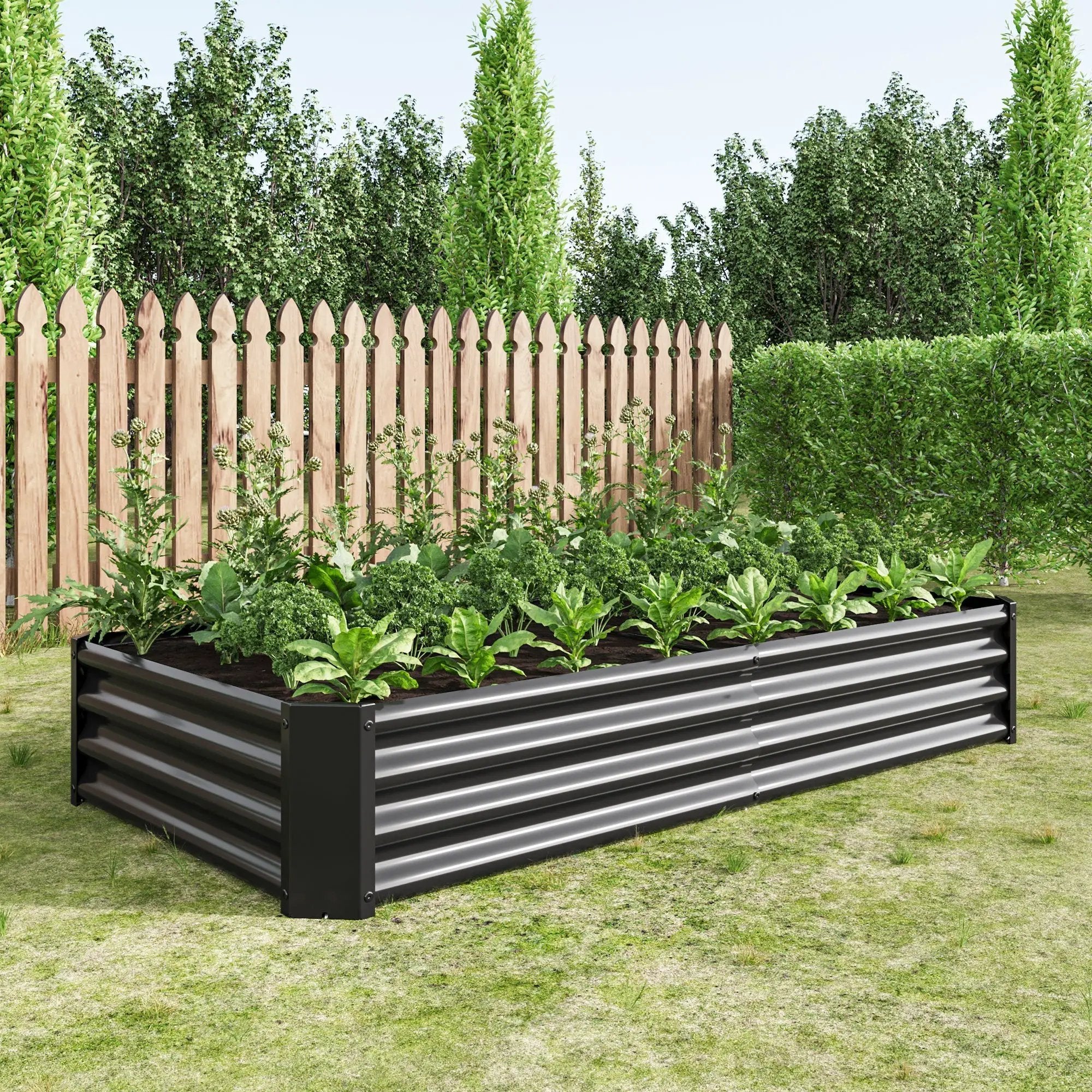 Raised Garden Bed Outdoor 6×3×1 ft Metal Raised Rectangle Planter Bed by HouseOfZazla