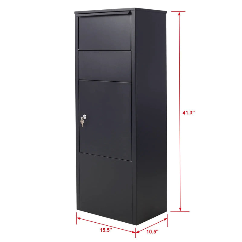 Large Package Delivery Parcel Mail Drop Box With Lockable Storage Compartment Heavy Duty Weatherproof For Express Mail Delivery For Home & Business Use - Black by HouseOfZazla
