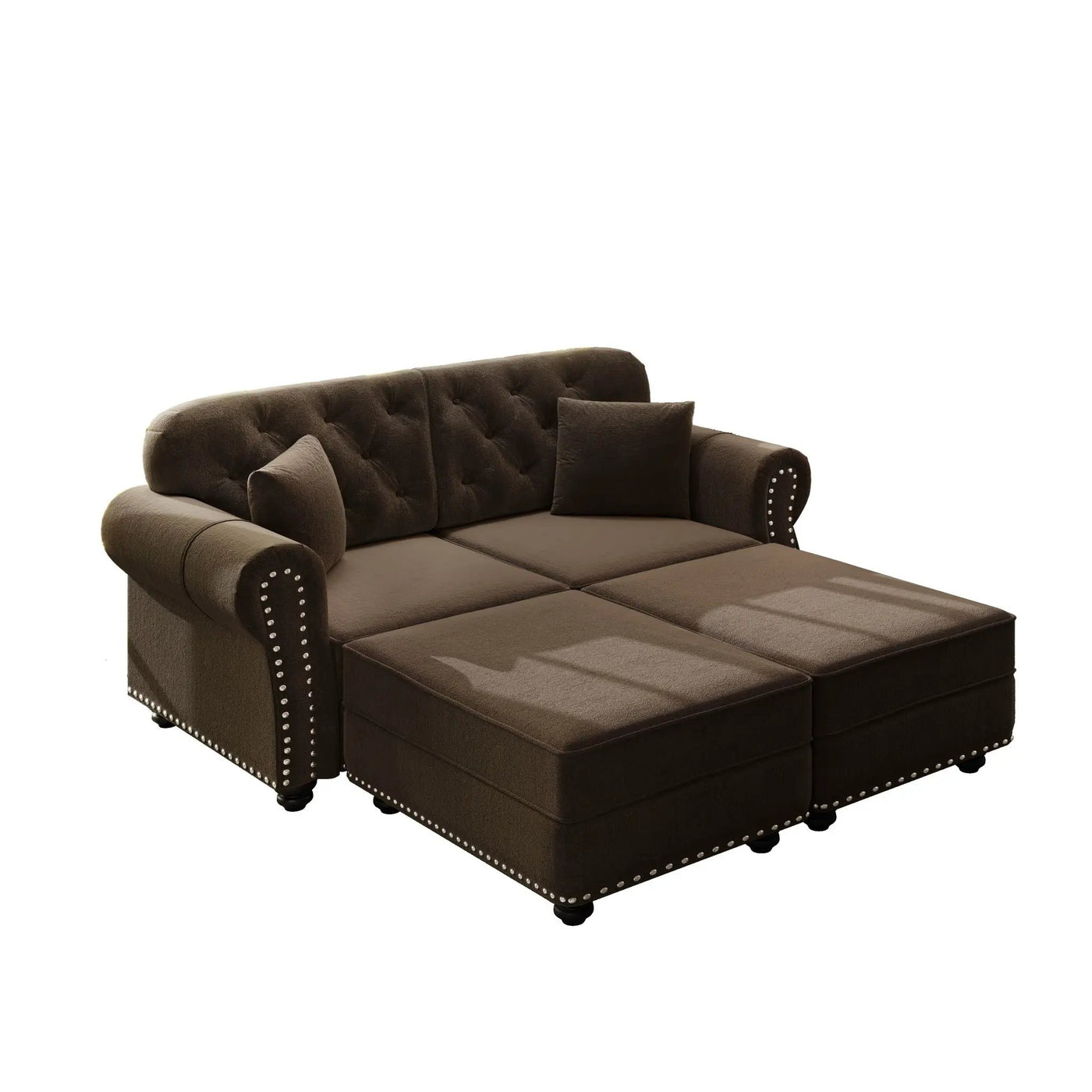 Upholstered Sofa Set With Nailhead Trim And Rolled Armrests, Includes Pillows by HouseOfZazla