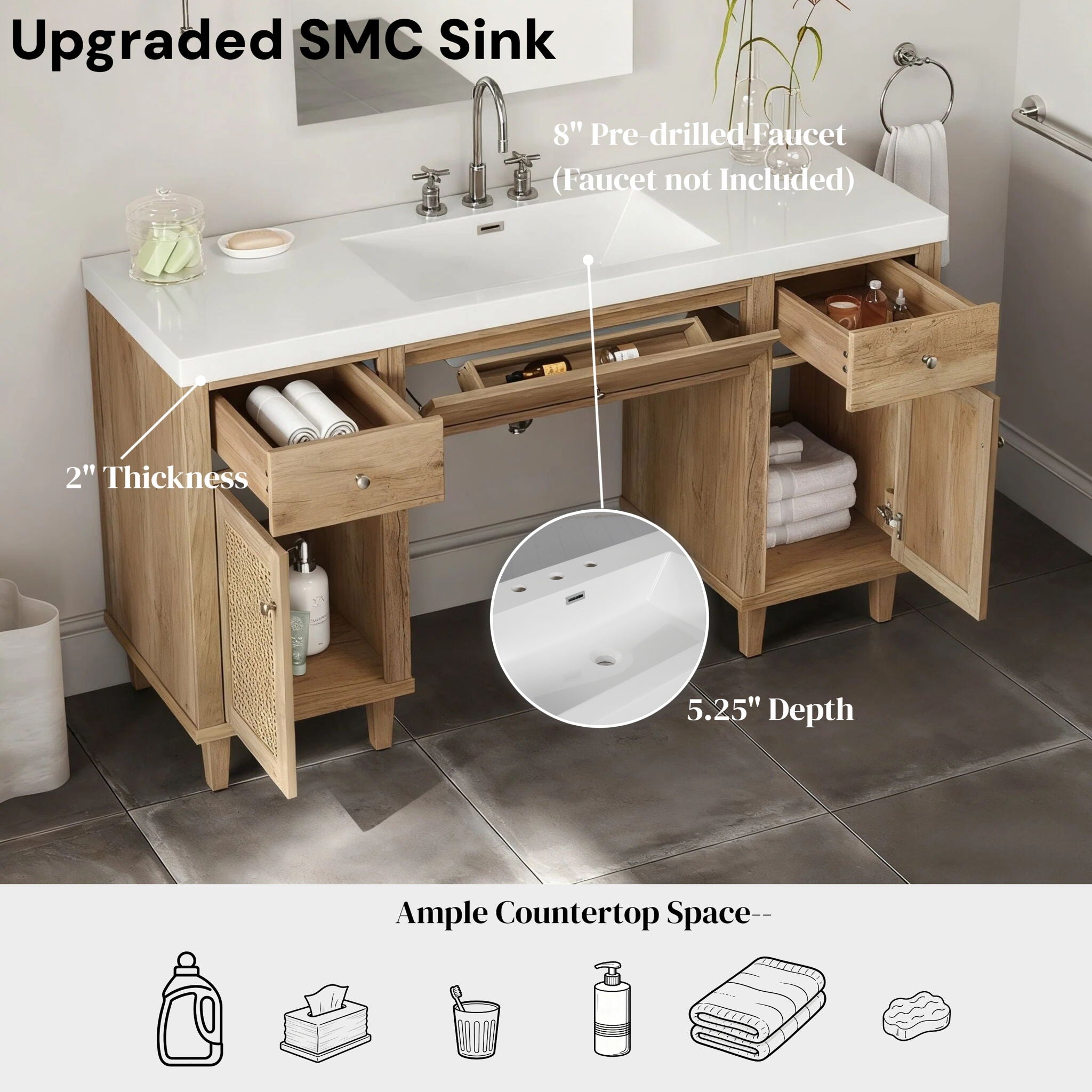 Bathroom Vanity With Sink, Spacious Storage Cabinet by HouseOfZazla