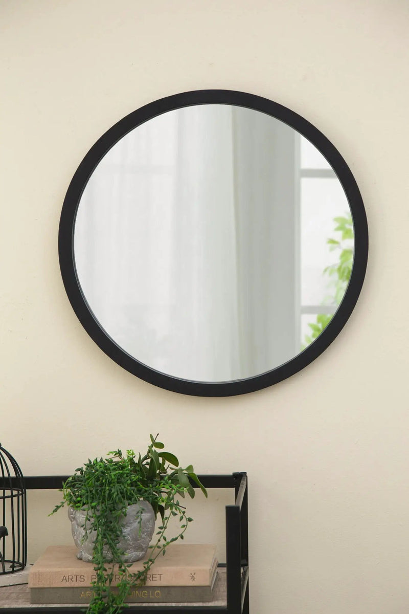 Circle Wall Mirror With Wooden Frame, Wall Mirror For Living Room by Unique Piece Furniture