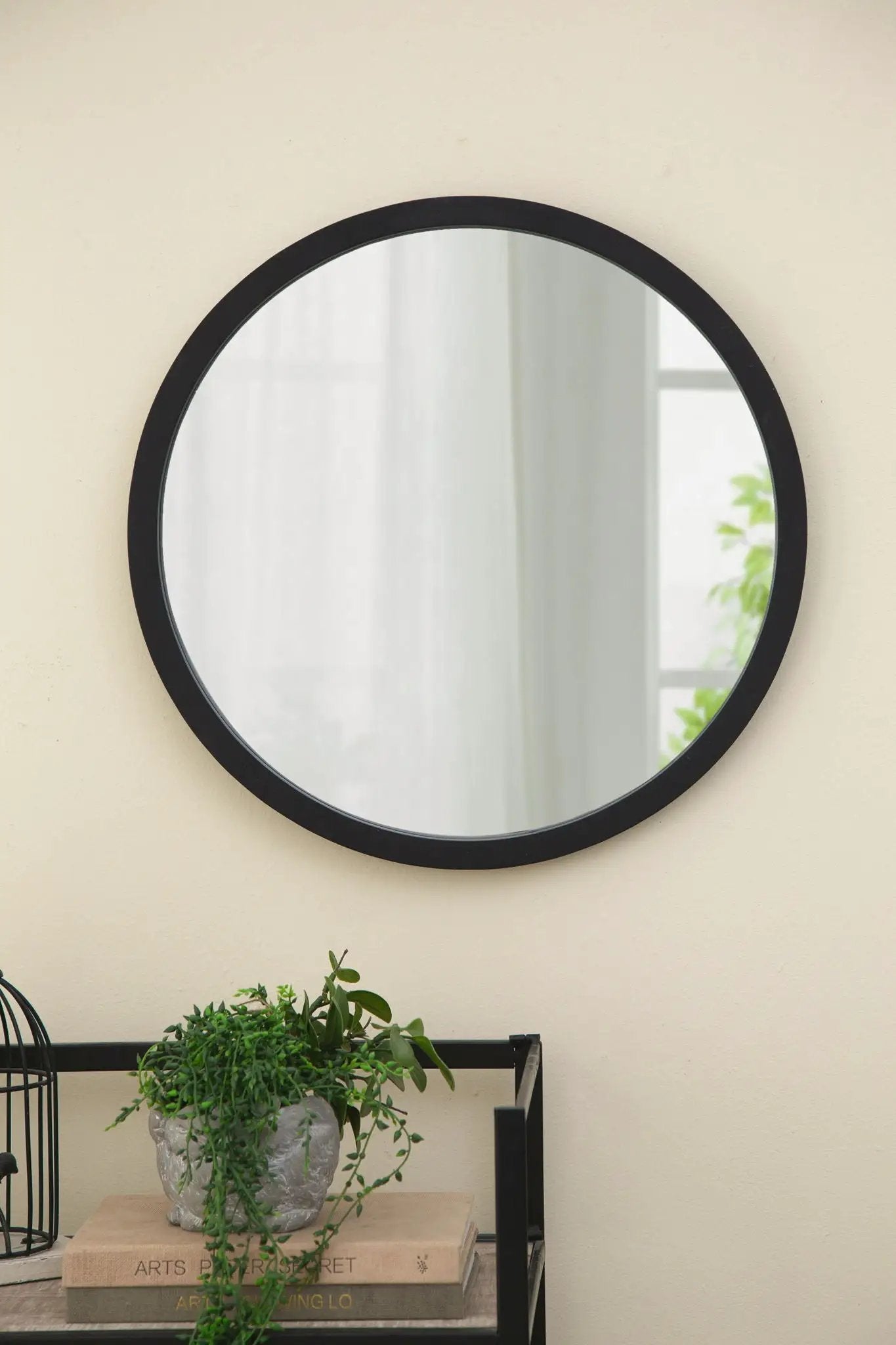 Circle Wall Mirror With Wooden Frame, Wall Mirror For Living Room by Unique Piece Furniture
