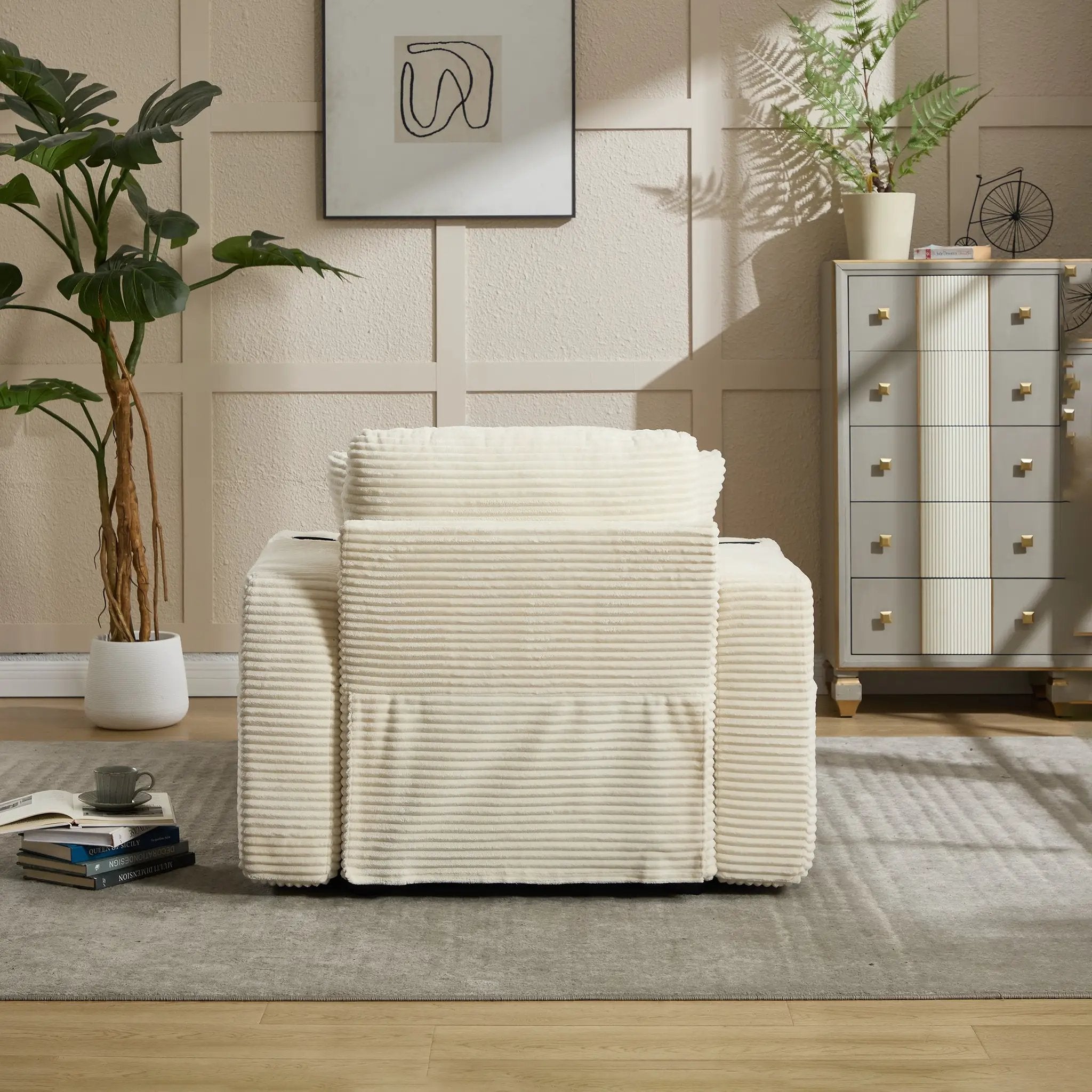 Corduroy Upholstered Chaise Lounge Sofa by HouseOfZazla