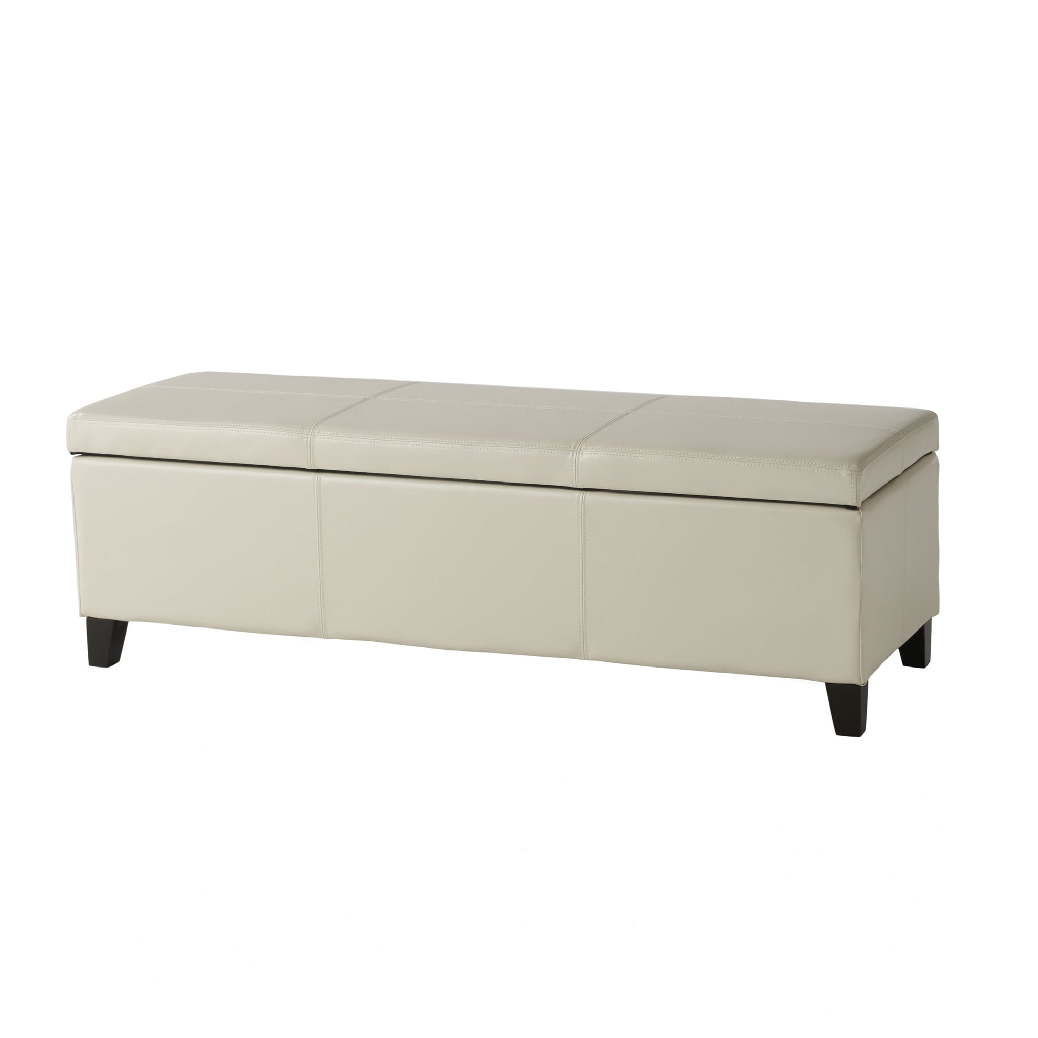 Upholstered PU Leather Storage Ottoman with Solid Wooden Legs by HouseOfZazla