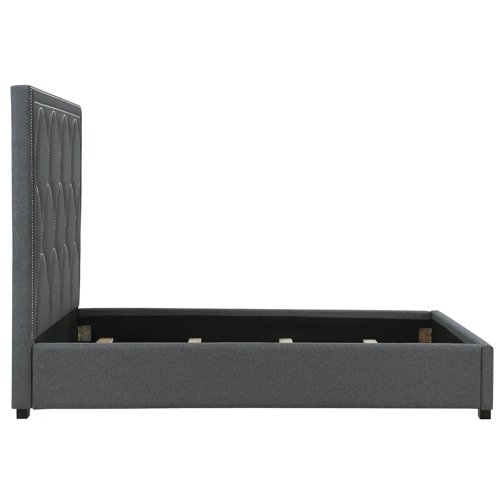 Bowfield Upholstered Eastern King Panel Bed Charcoal by Unique Piece Furniture