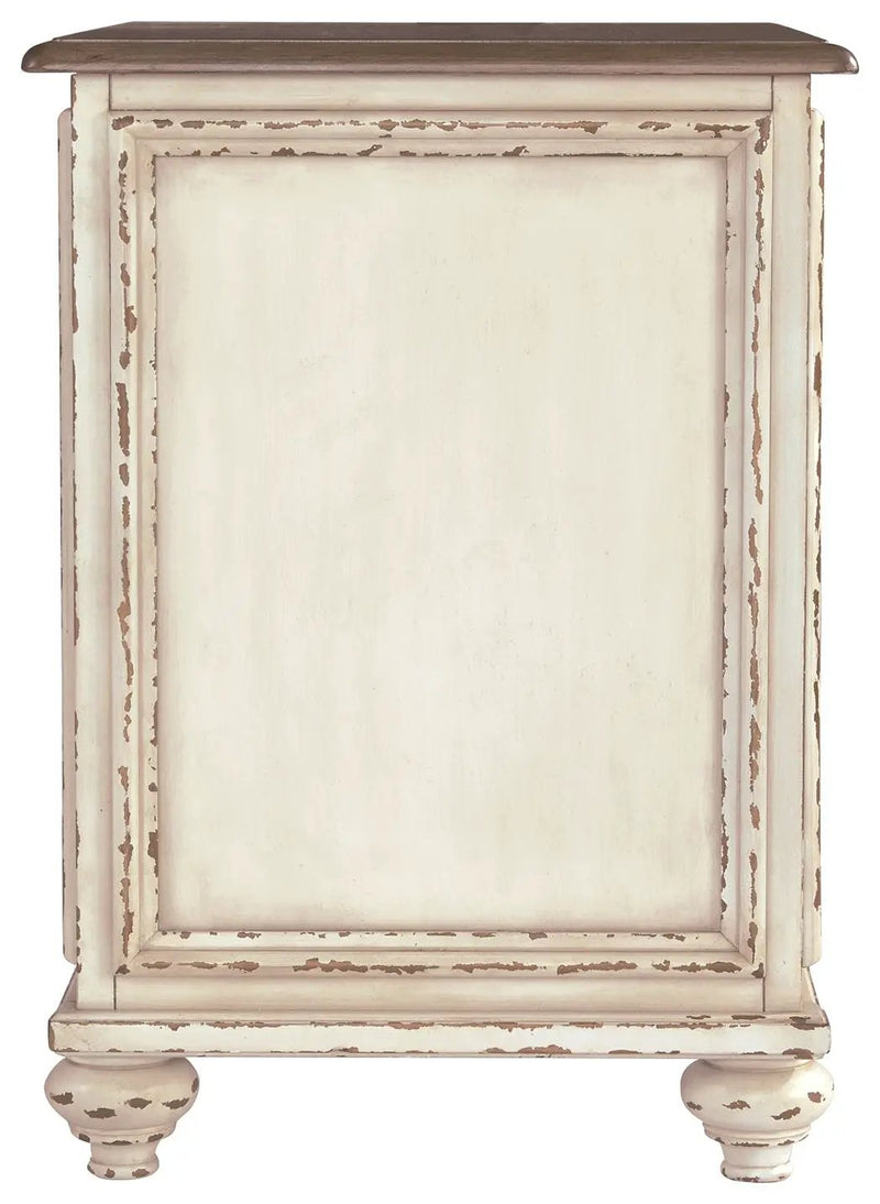 Realyn - Chair Side End Table - Insert Mirror - White / Brown by Unique Piece Furniture