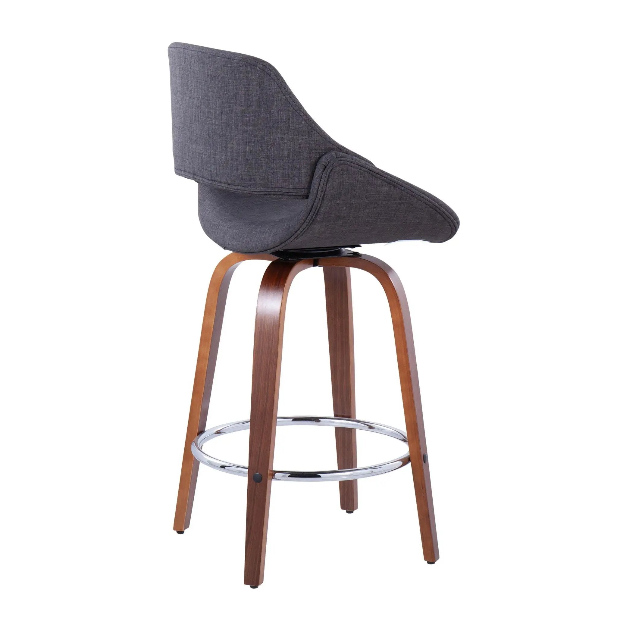 Fabrico - Mid Century Modern, Fixed Height Counter Stool With Round Footrest (Set of 2) by HouseOfZazla