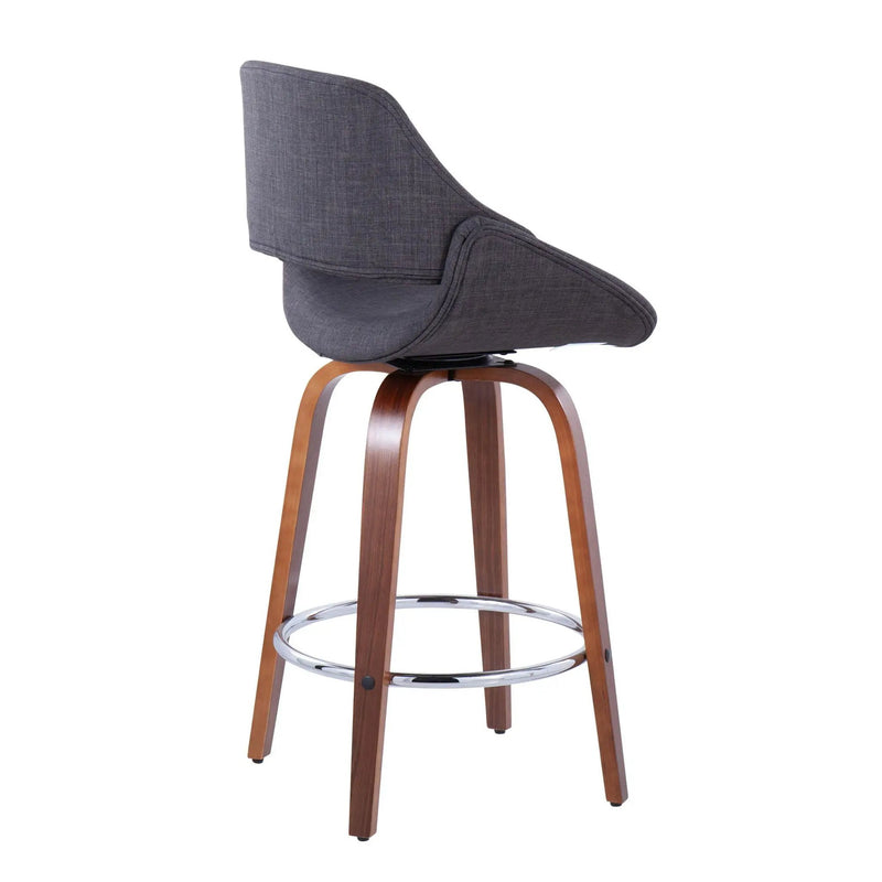 Fabrico - Mid Century Modern, Fixed Height Counter Stool With Round Footrest (Set of 2) by HouseOfZazla