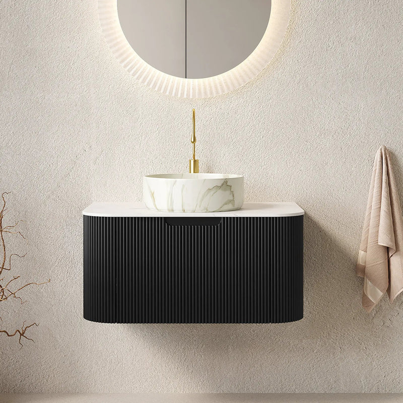 DINA 30" Bathroom Vanity & Sink with Floating Curved Edges by HouseOfZazla