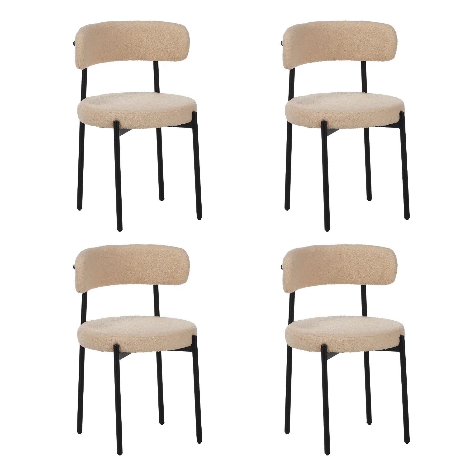 Medieval - Curved Back Kitchen Dining Chairs (Set of 4) - Beige by HouseOfZazla