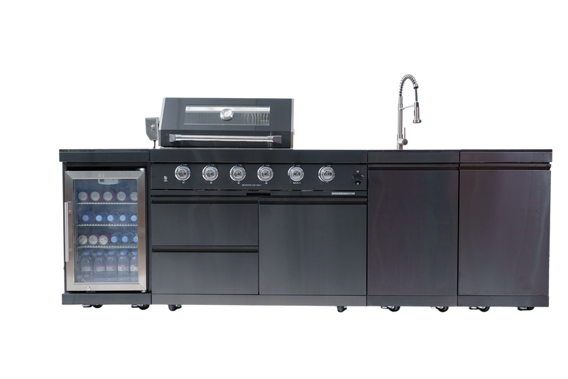 104" 4-Burner 72000 BTU Black Outdoor Kitchen Island Grill with Storage Cabinets & Drawers by Chery Industrial