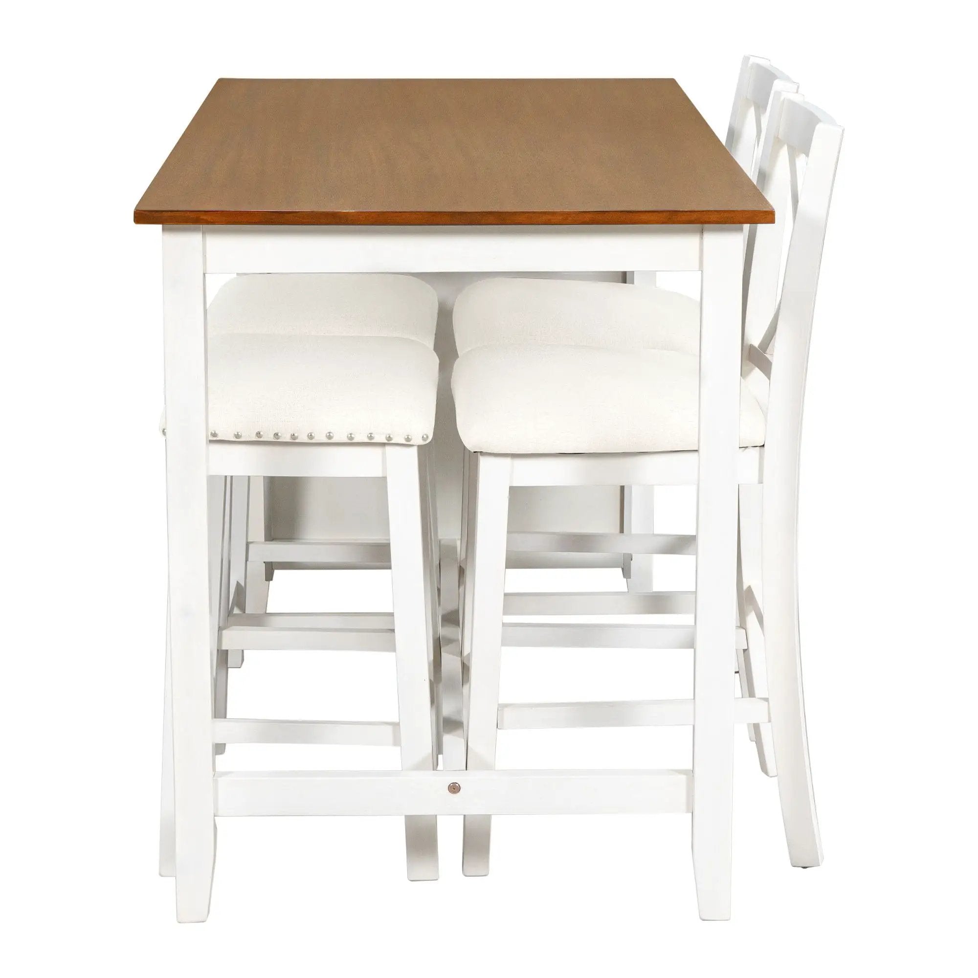 5 Pieces Counter Height Rustic Farmhouse Dining Room Wooden Bar Table Set With 2 Stools And 2 Chairs by HouseOfZazla