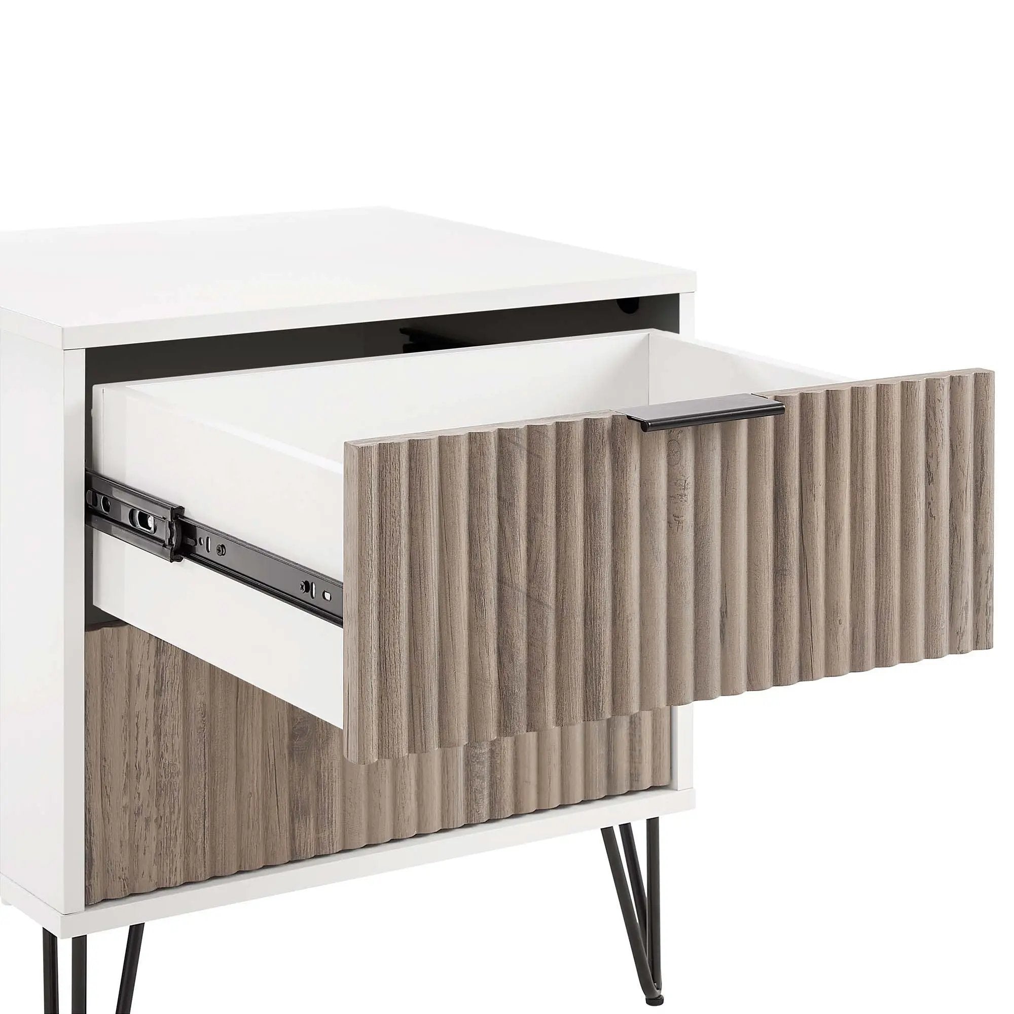 Dumbo - Fluted Nightstand With 2 Drawers - Gray / White by HouseOfZazla