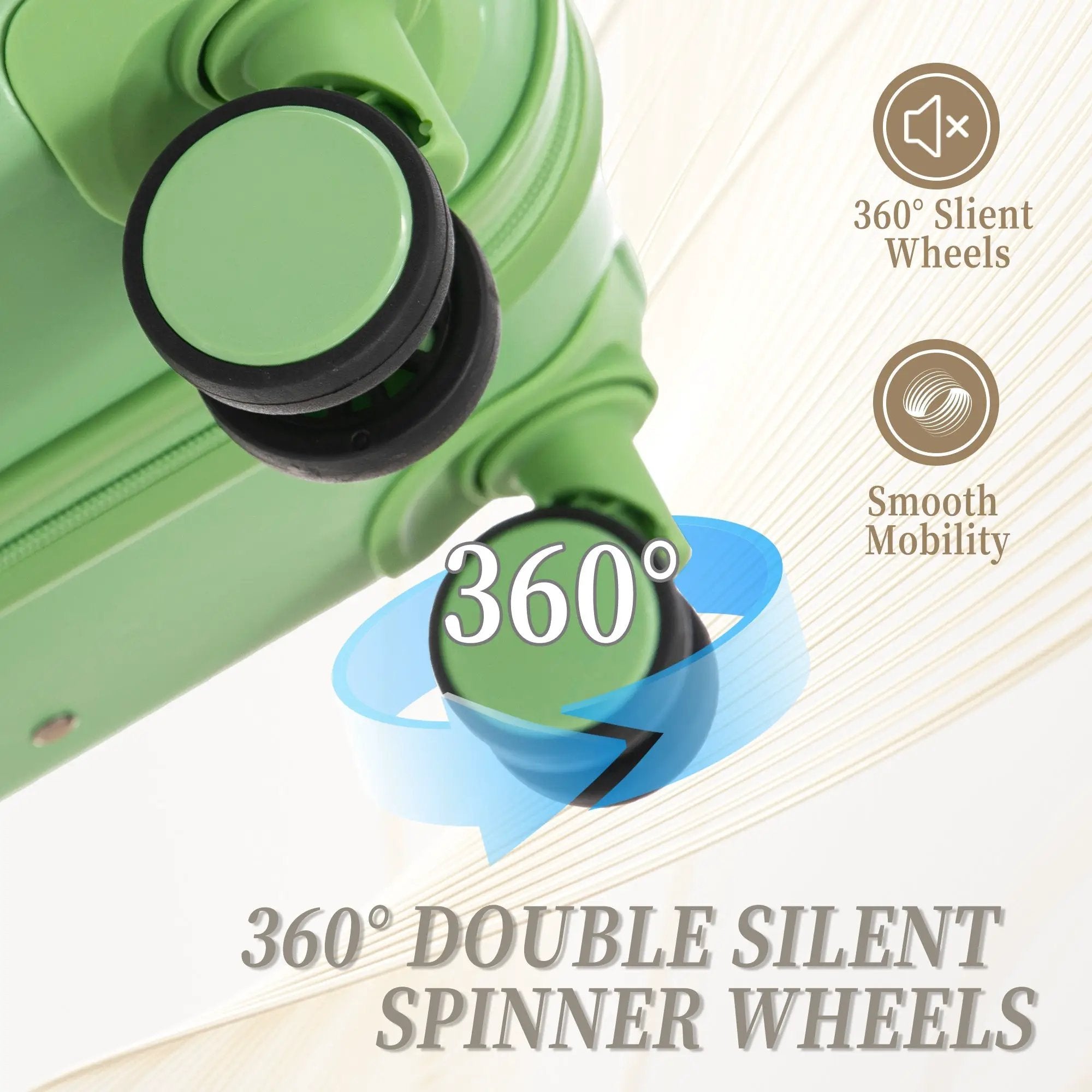 HIFINE Tourist 3-Piece Spinner Wheel Luggage Set in Green by HouseOfZazla