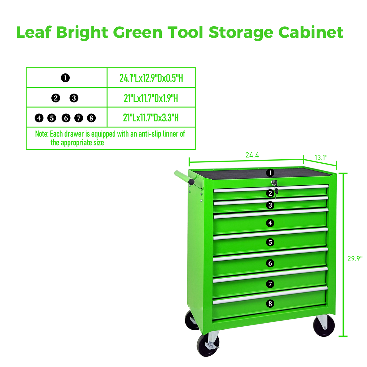 Rolling Tool Chest with 7-Drawer Tool Box - Green by HouseOfZazla