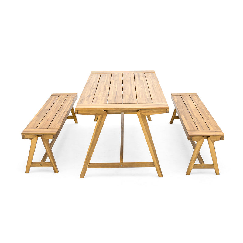 Outdoor 3-Piece Picnic Table Set in Acacia Wood by HouseOfZazla