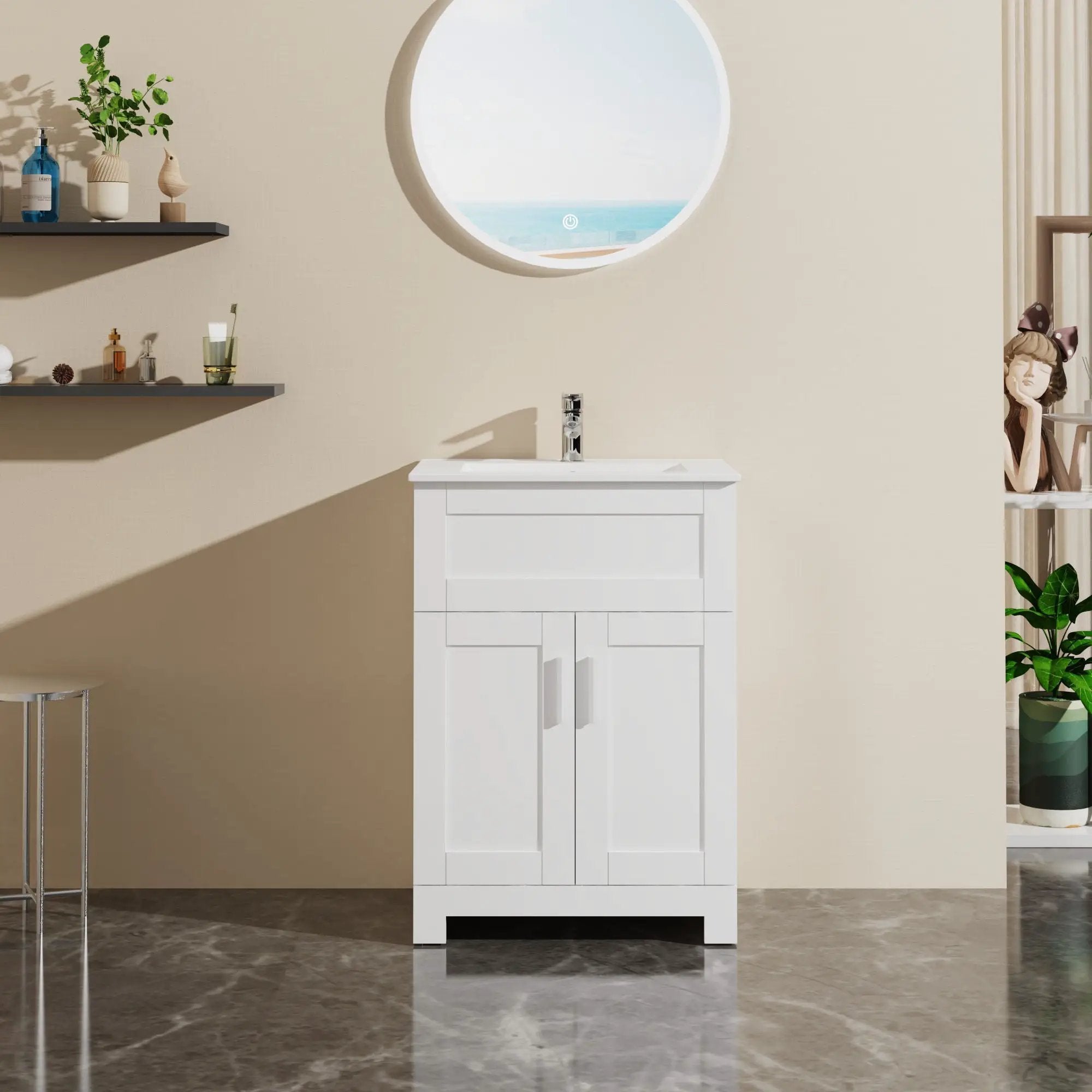 Sink Bathroom Vanity Laundry Cabinet Combo - White by HouseOfZazla