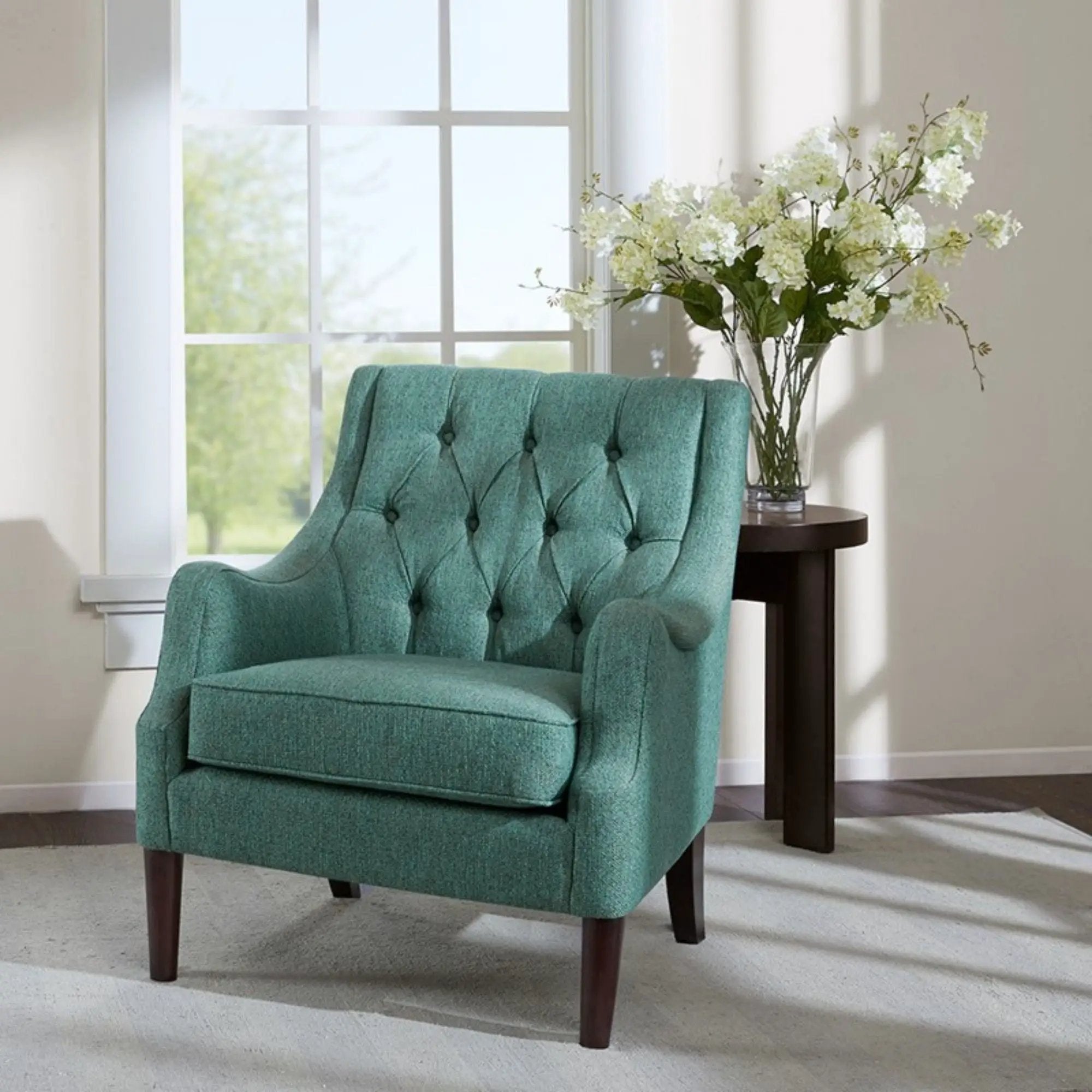 Qwen - Button Tufted Accent Chair With - Teal by Unique Piece Furniture