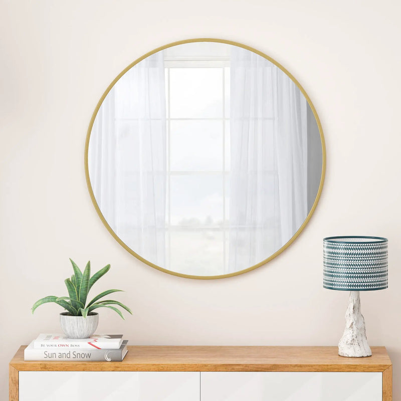 Wall Circular Mirror Metal Framed Mirror Round Vanity Mirror Dressing Mirror, For Bathroom, Living Room, Bedroom Wall Decor by HouseOfZazla