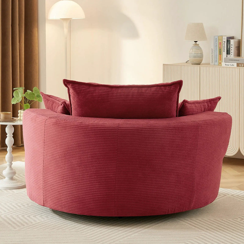 360° Swivel Accent Barrel Chair With Dual Layer Cushion And 3 Removable Pillows by HouseOfZazla