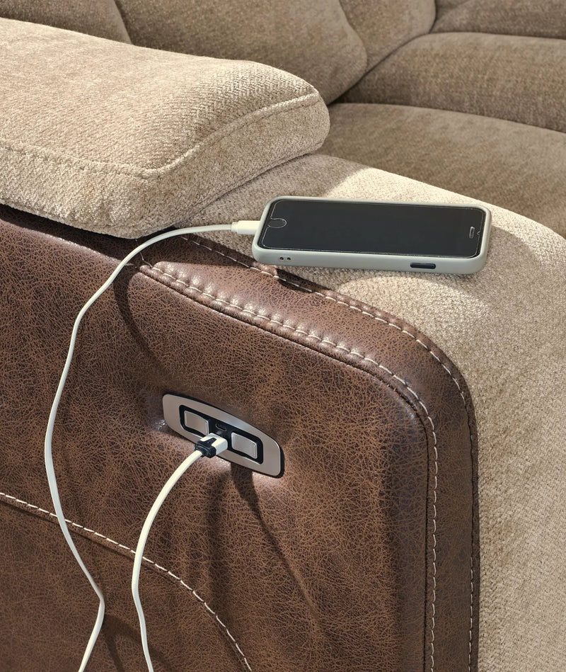 Mixed Motion - Power Reclining Sofa With Adjustable Headrest by Unique Piece Furniture