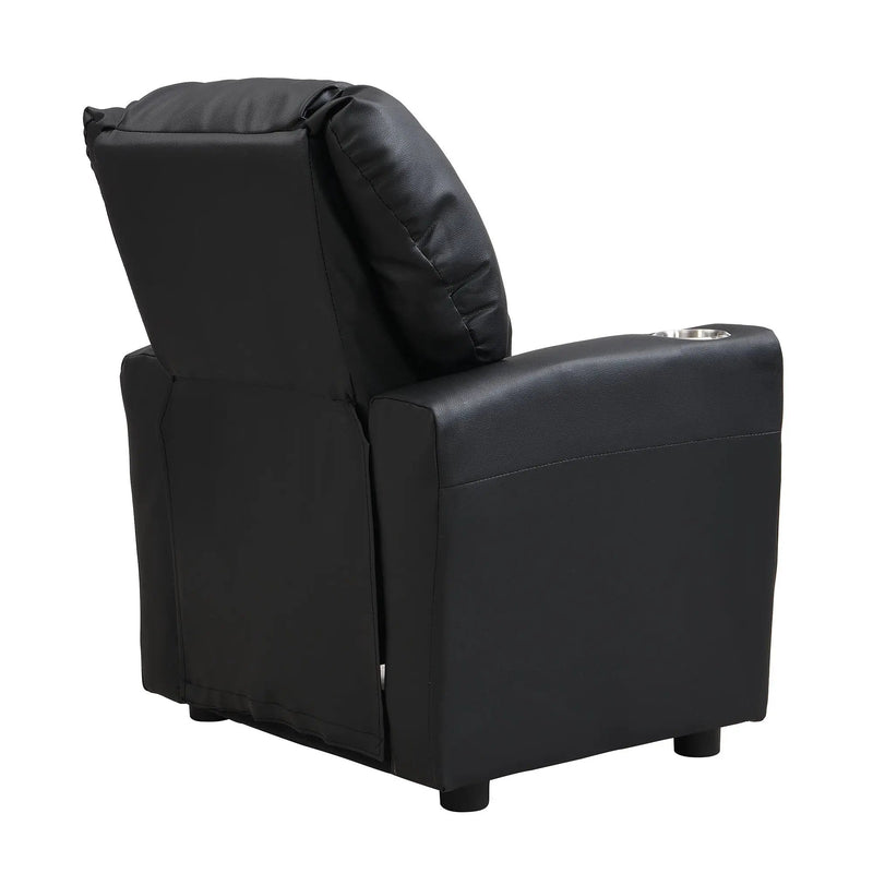 Sally Deluxe Kids Recliner Chair With Cup Holder - Black by HouseOfZazla