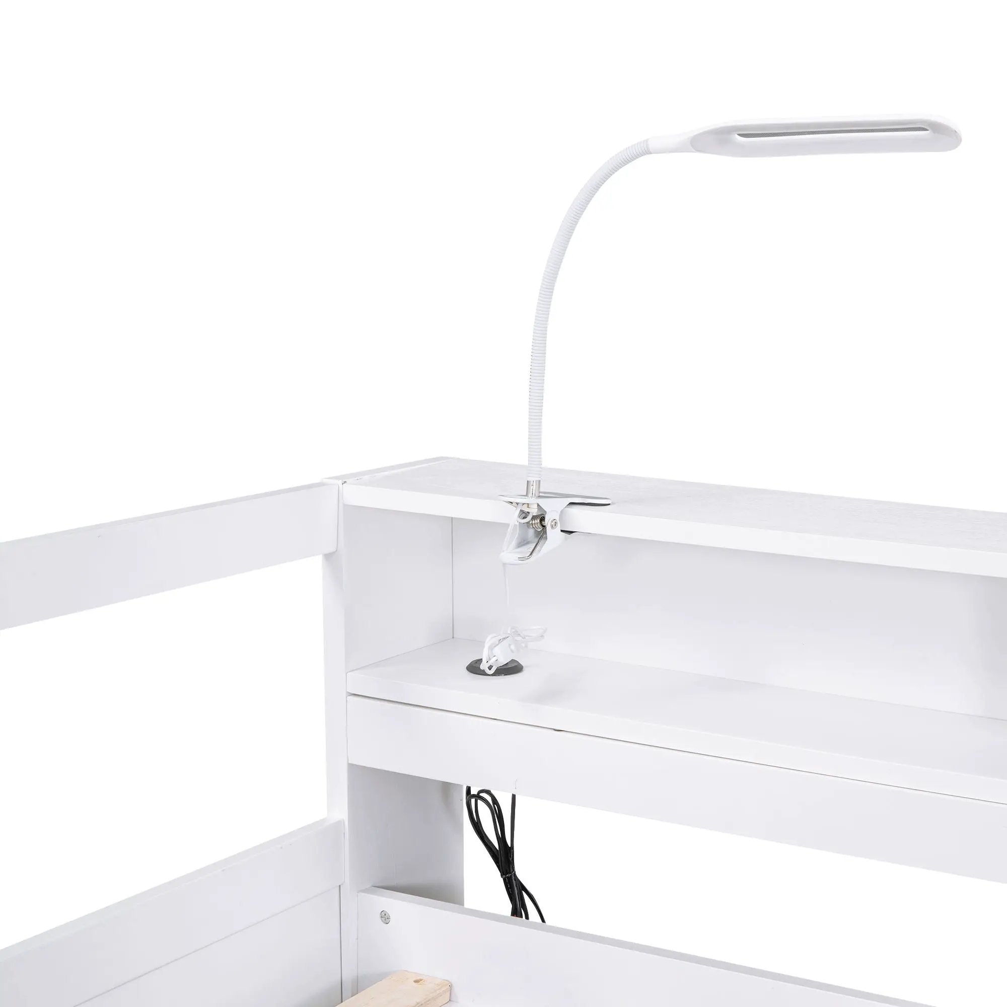 Daybed With 2 Trundles, 3 Storage Cubbies, Built In USB Charging Light by HouseOfZazla