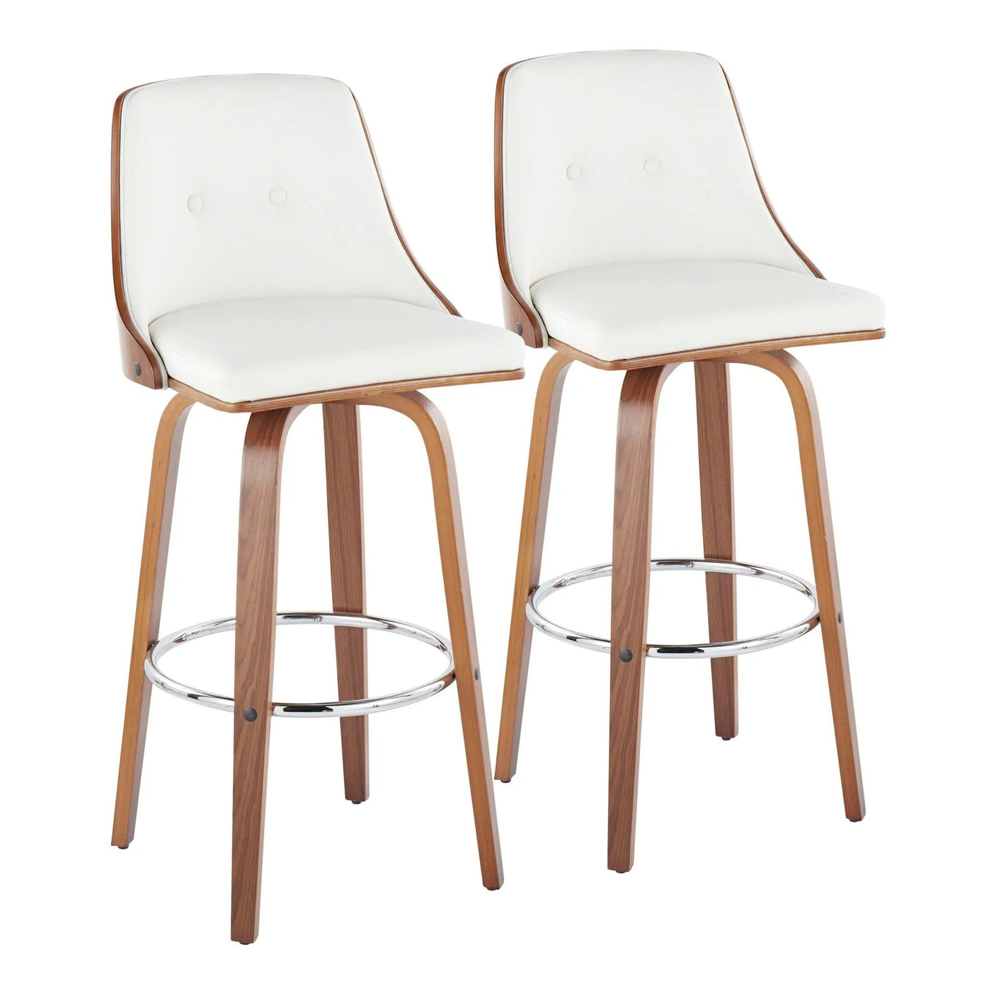 Gianna - Mid Century Modern Fixed Height Barstool With Swivel With Round Footrest (Set of 2) by HouseOfZazla