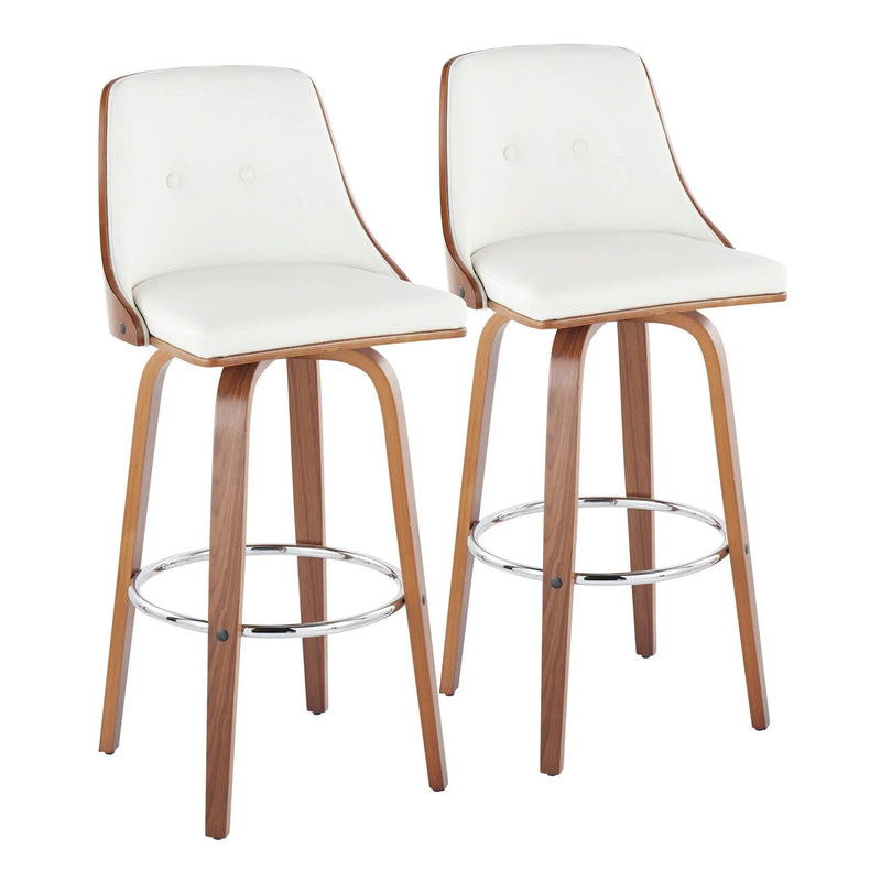 Gianna - Mid Century Modern Fixed Height Barstool With Swivel With Round Footrest (Set of 2) by HouseOfZazla